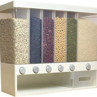 Essential 6-in-1 Food Grains Dispenser - 36x36x12 cms