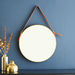 Mirage Trendy Hanging Round Mirror with Leather Strap - 51x51x3.5 cm-Mirrors-thumbnail-0