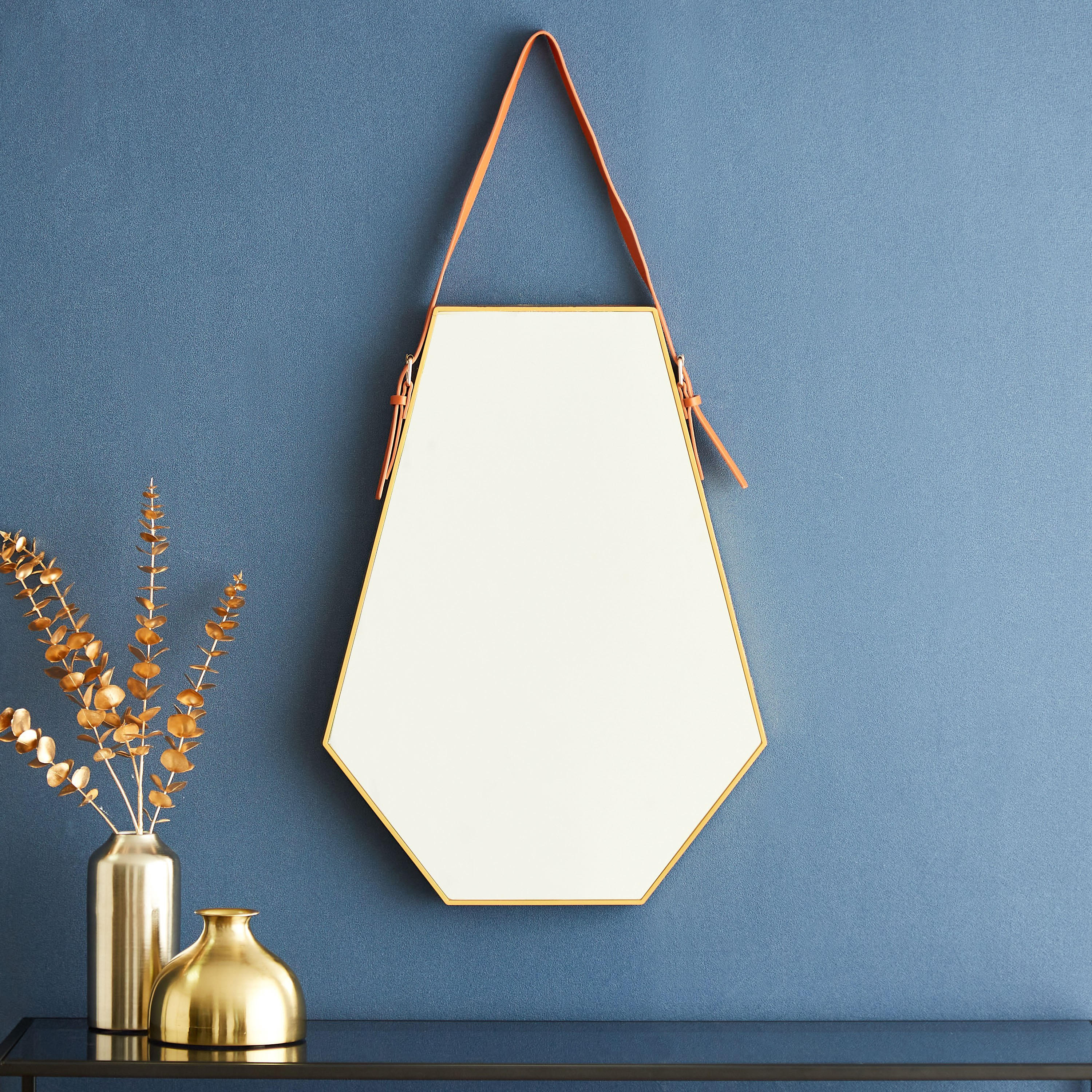 مرآة عصرية مُعلقة بحزام جلد من ميراج - 66x49x3.5 سم-hbxhomeware-hbxdecorandfurnishings-image-1