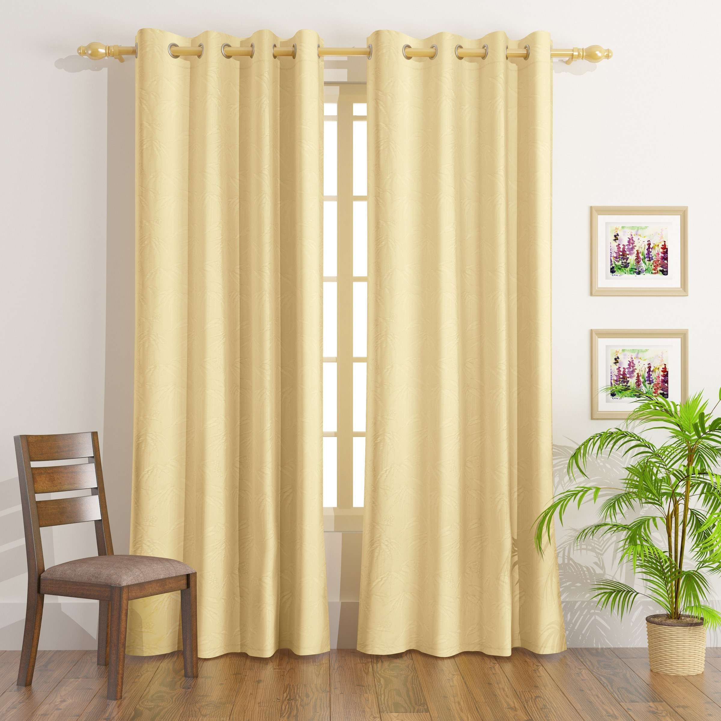 طقم ستائر جاكار قطعتين من فلورا - 130x240 سم-hbxhomeware-hbxdecorandfurnishings-image-1