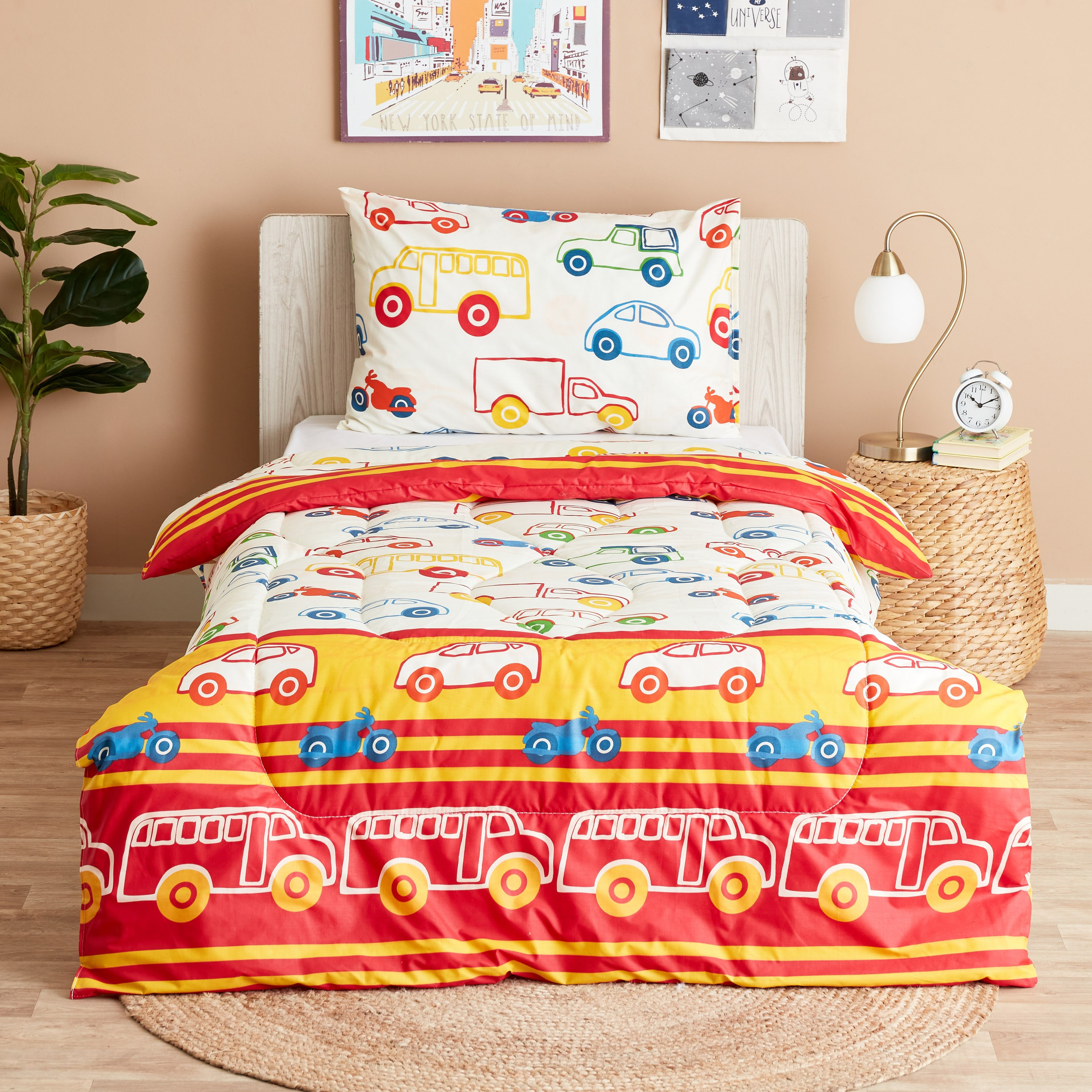 Luke Classic Cars 2-Piece Single Comforter Set - 135x220 cm-hbxhomeware-hbxkidsandyouth-image-2