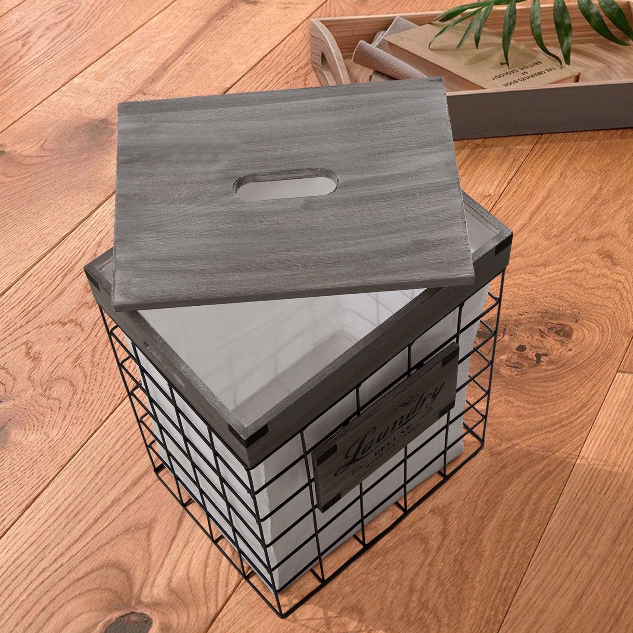سلة غسيل من الخشب والأسلاك - 40x30x55 سم-hbxbathroom-bathroomstorage-laundryhampers-image-1