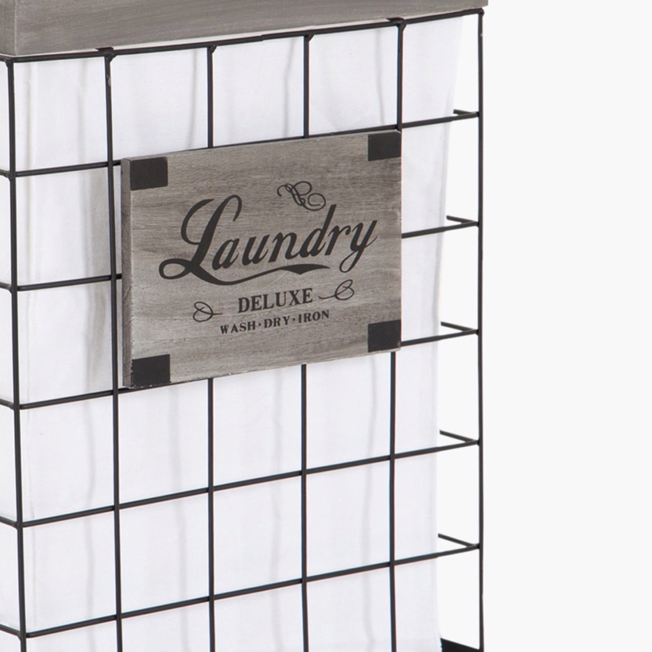 سلة غسيل من الخشب والأسلاك - 39x28x20 سم-hbxbathroom-bathroomstorage-laundryhampers-image-2