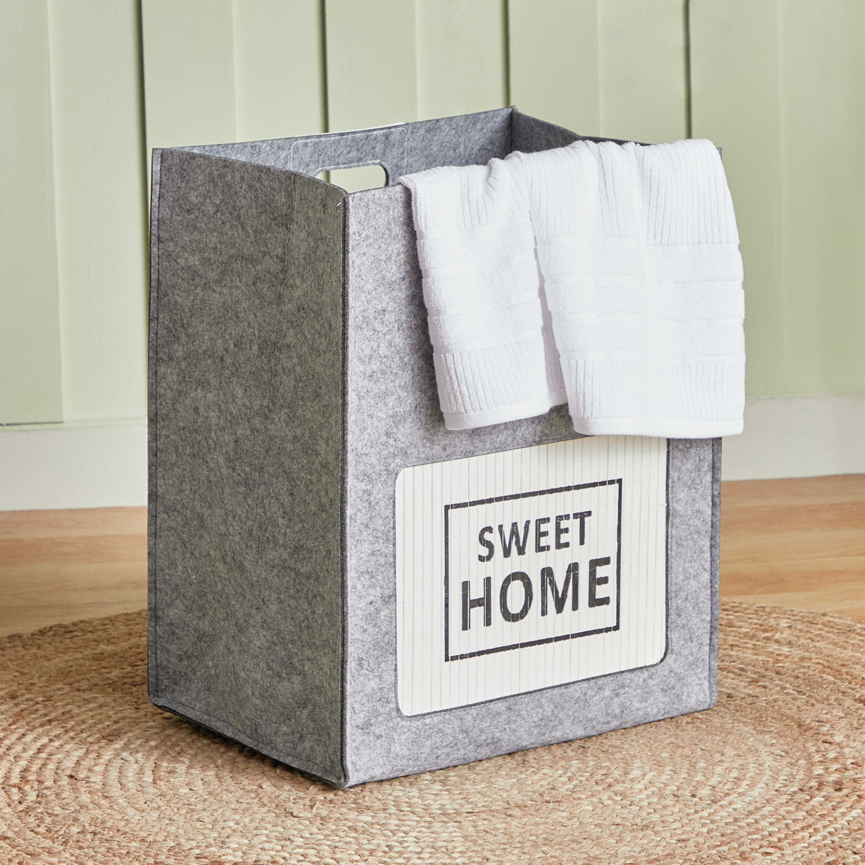 Felt Sweet Home Rectangular Laundry Hamper - 42x32x52 cm-hbxbathroom-bathroomstorage-laundryhampers-image-1