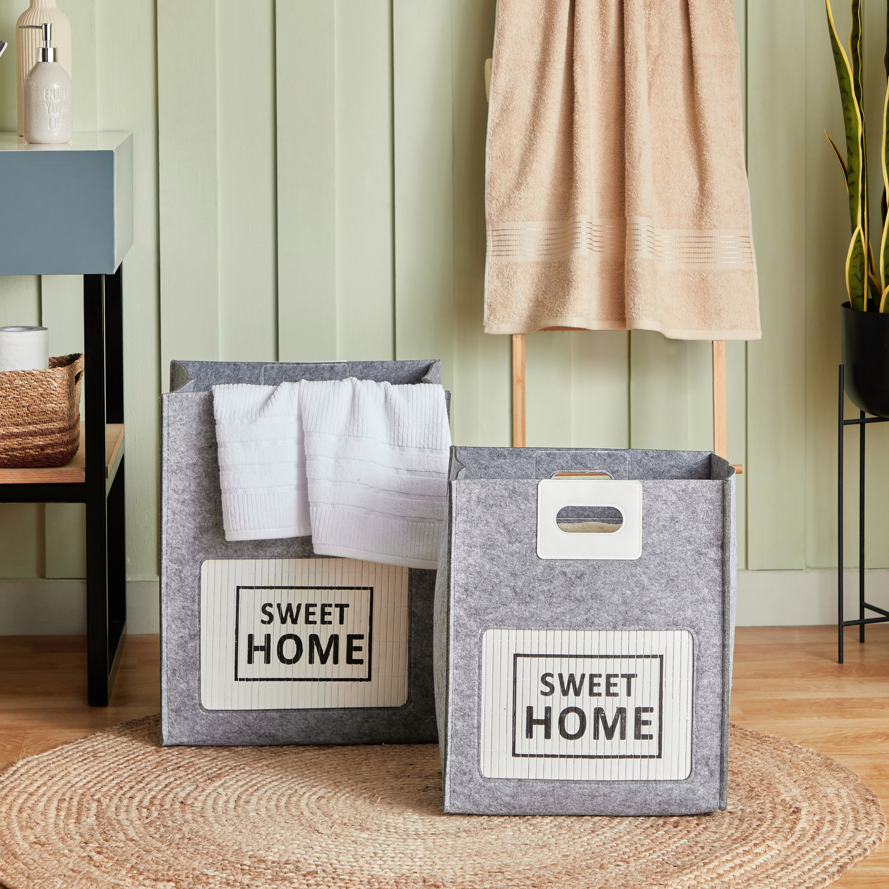 Felt Sweet Home Rectangular Laundry Hamper - 42x32x52 cm-hbxbathroom-bathroomstorage-laundryhampers-image-5