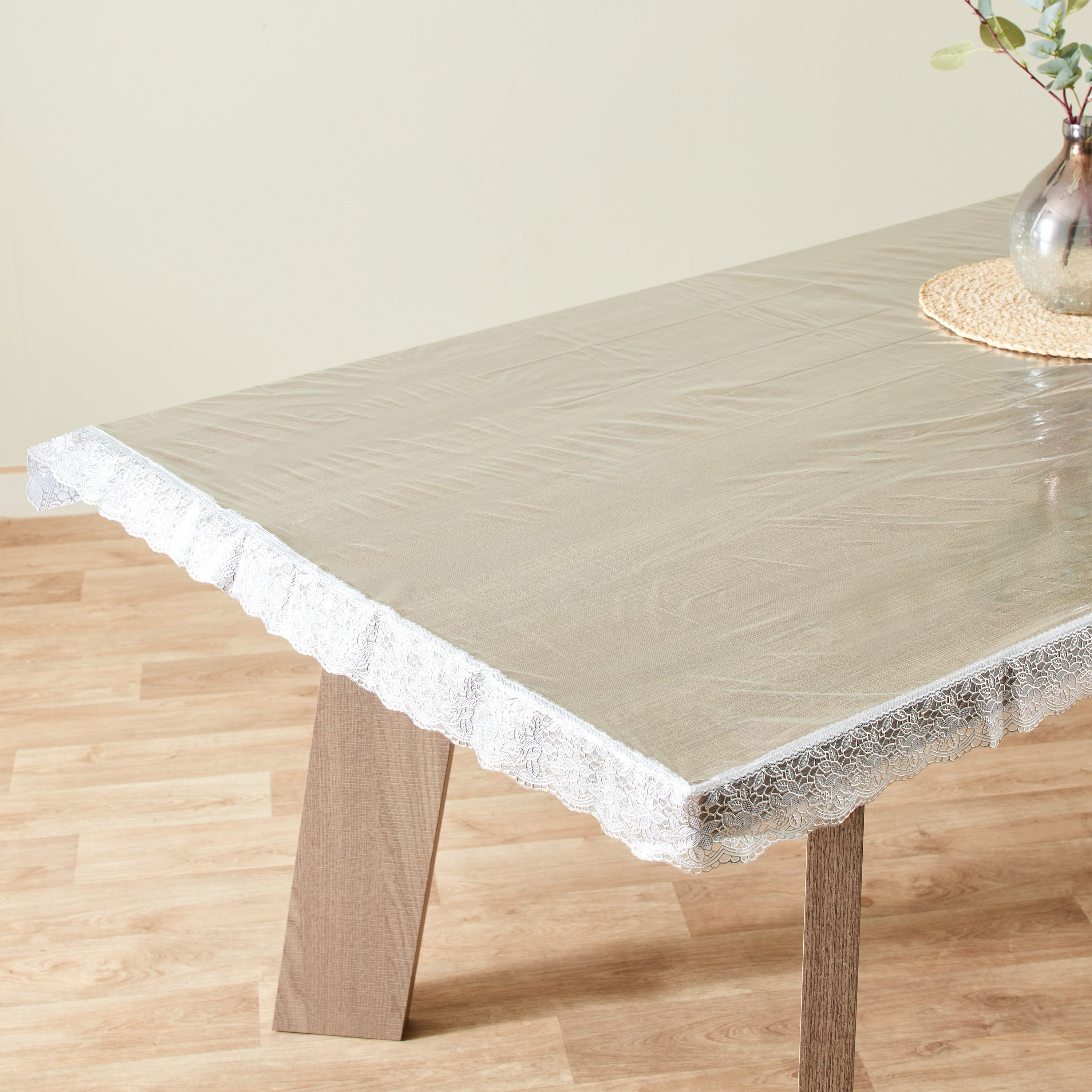 غطاء طاولة شفاف بحواف دانتيل من كريستالو - 132x178 سم-hbxdecorandfurnishings-homefurnishings-tablelinens-image-1