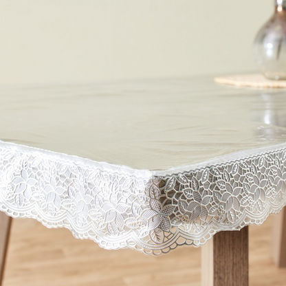 Crystallo Transparent Table Cover with Lace Border - 132x178 cms