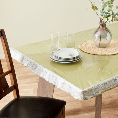 Crystallo Transparent Table Cover with Lace Border - 132x178 cms