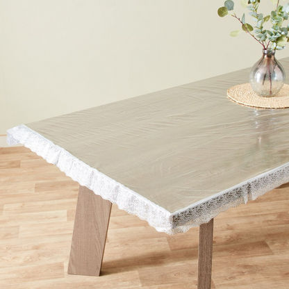 Crystallo Transparent Table Cover with Lace Border - 228x178 cms