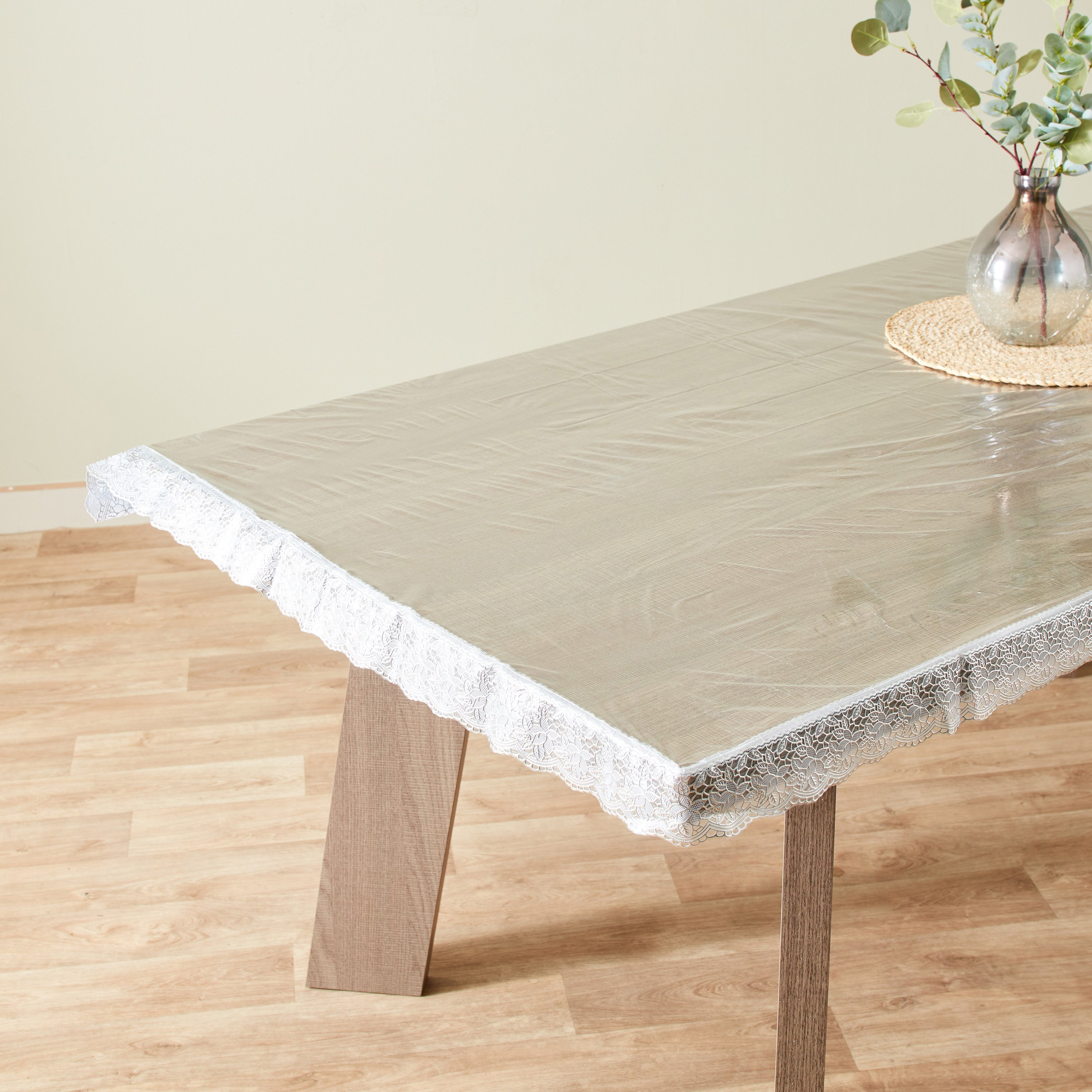 غطاء طاولة شفاف بحواف دانتيل من كريستالو - 274x178 سم-hbxdecorandfurnishings-homefurnishings-tablelinens-image-1