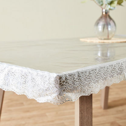 Crystallo Transparent Table Cover with Lace Border - 274x178 cms