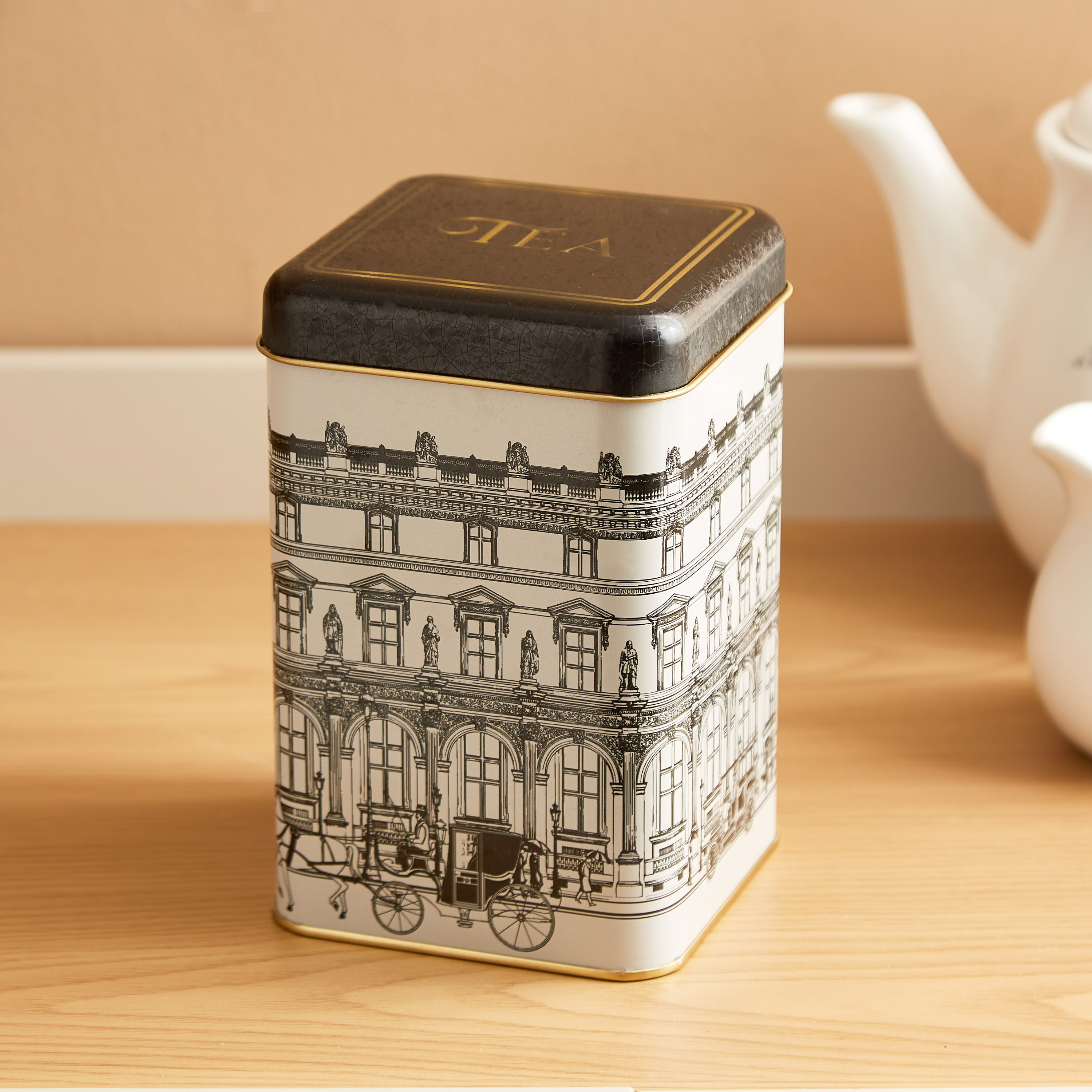 Feast Square Shaped Tea Canister with Lid - 10.5x15 cm-hbxhomeware-hbxkitchen-image-1