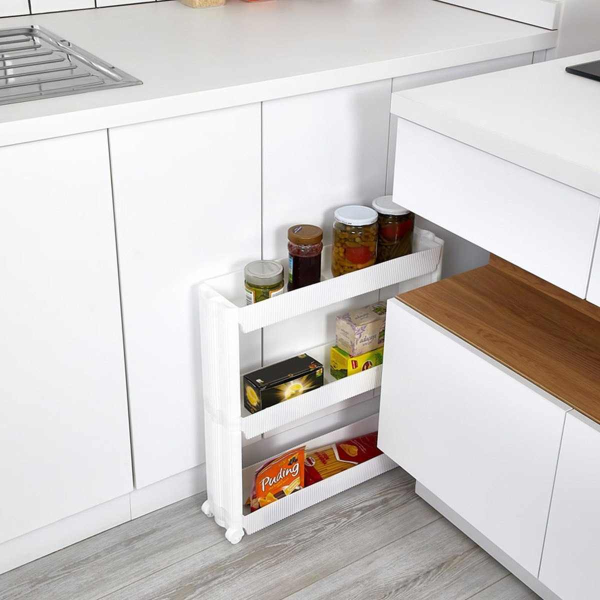 Feast 3-Tier Slim Slide Rack Trolley - 52.4x14.4x13.2 cm-hbxhomeware-hbxkitchen-image-1