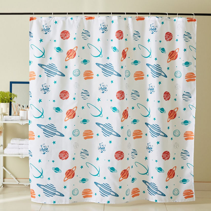 Gemini Cosmic Planets Shower Curtain - 180x180 cm-Shower Curtains-image-0