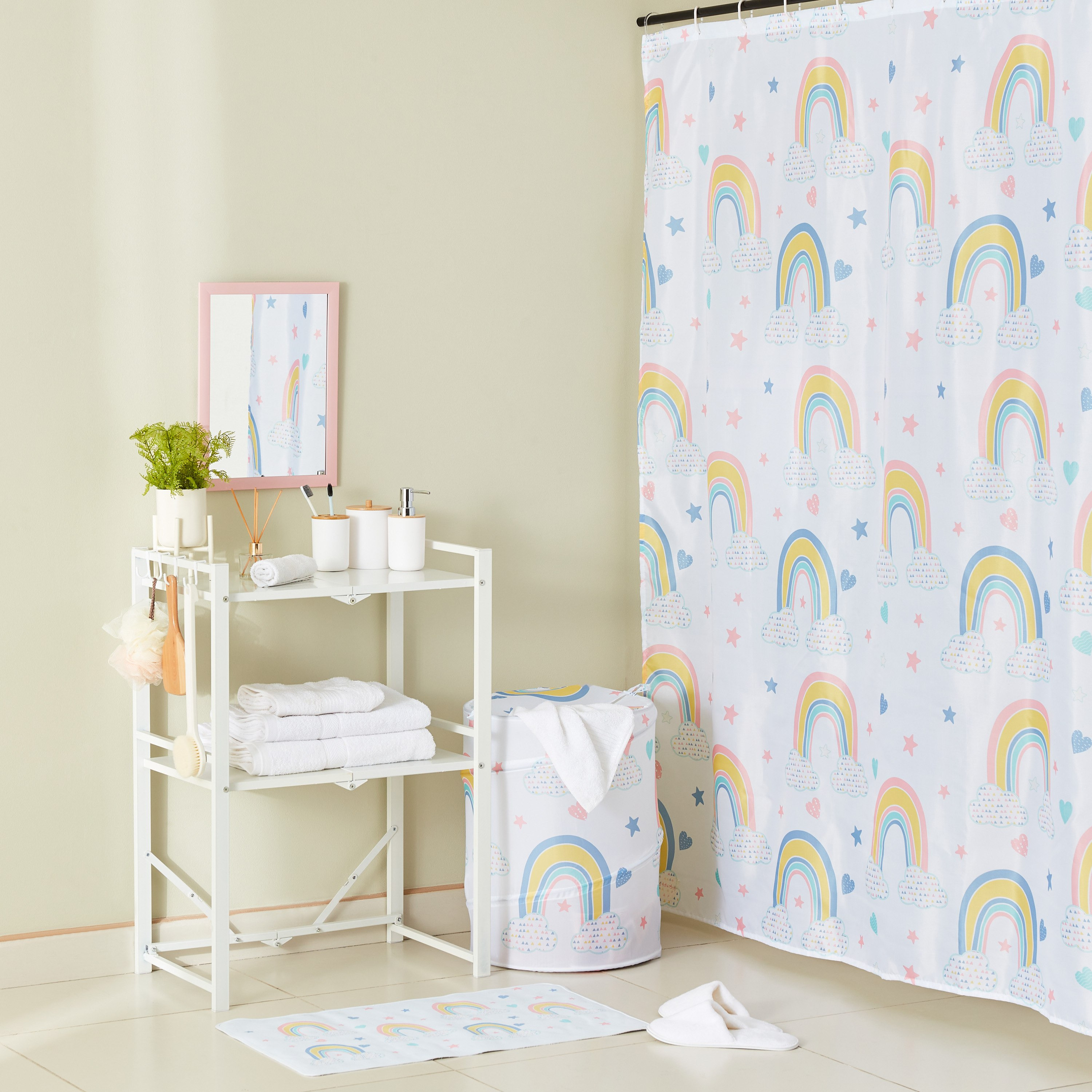 ستارة استحمام بطعات قوس قزح من جيميني - 180x180 سم-hbxhomeware-hbxkidsandyouth-image-4