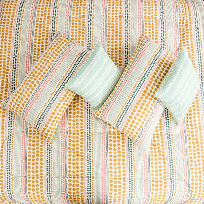 Madison Celtic 5-Piece Dotted Stripe Printed Cotton King Comforter Set - 220x240 cms