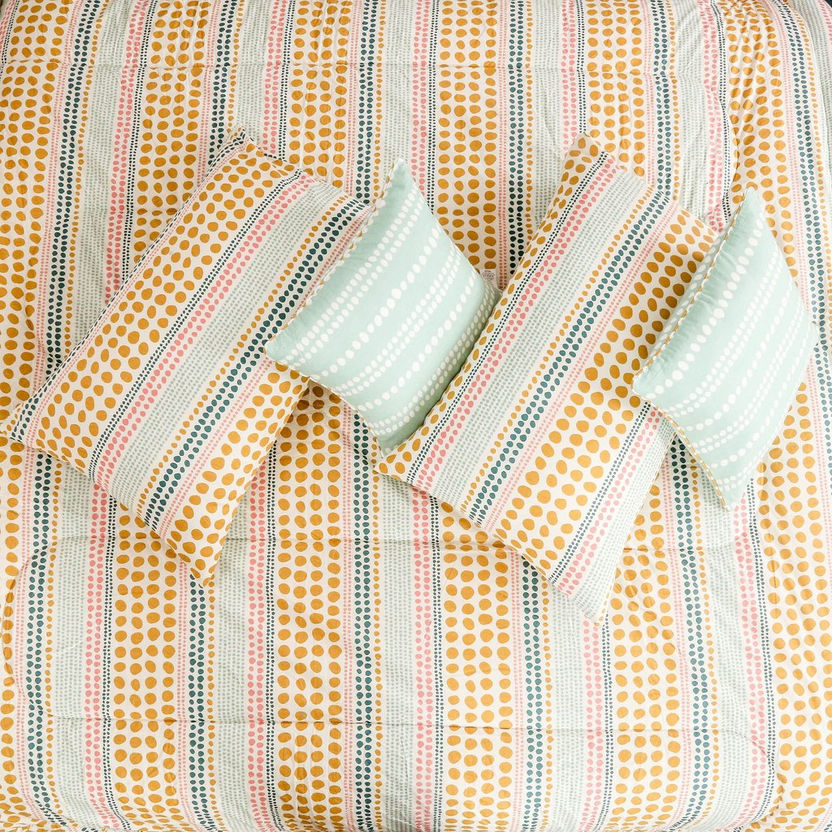 Madison Celtic 5-Piece Dotted Stripe Printed Cotton King Comforter Set - 220x240 cm-Comforter Sets-image-1