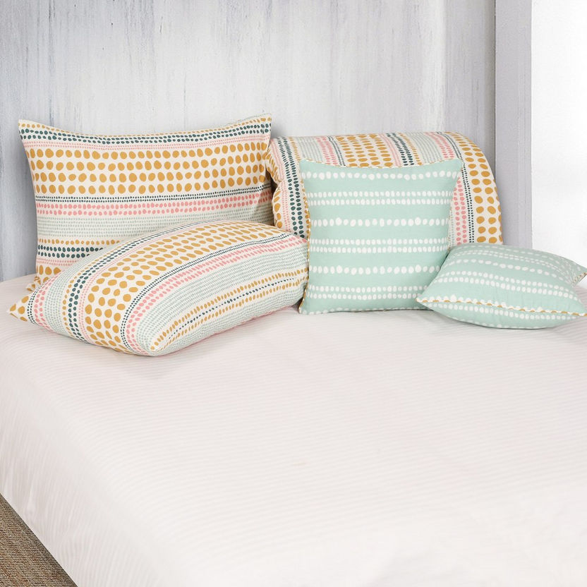 Madison Celtic 5-Piece Dotted Stripe Cotton Super King Comforter Set - 240x240 cm-Comforter Sets-image-2
