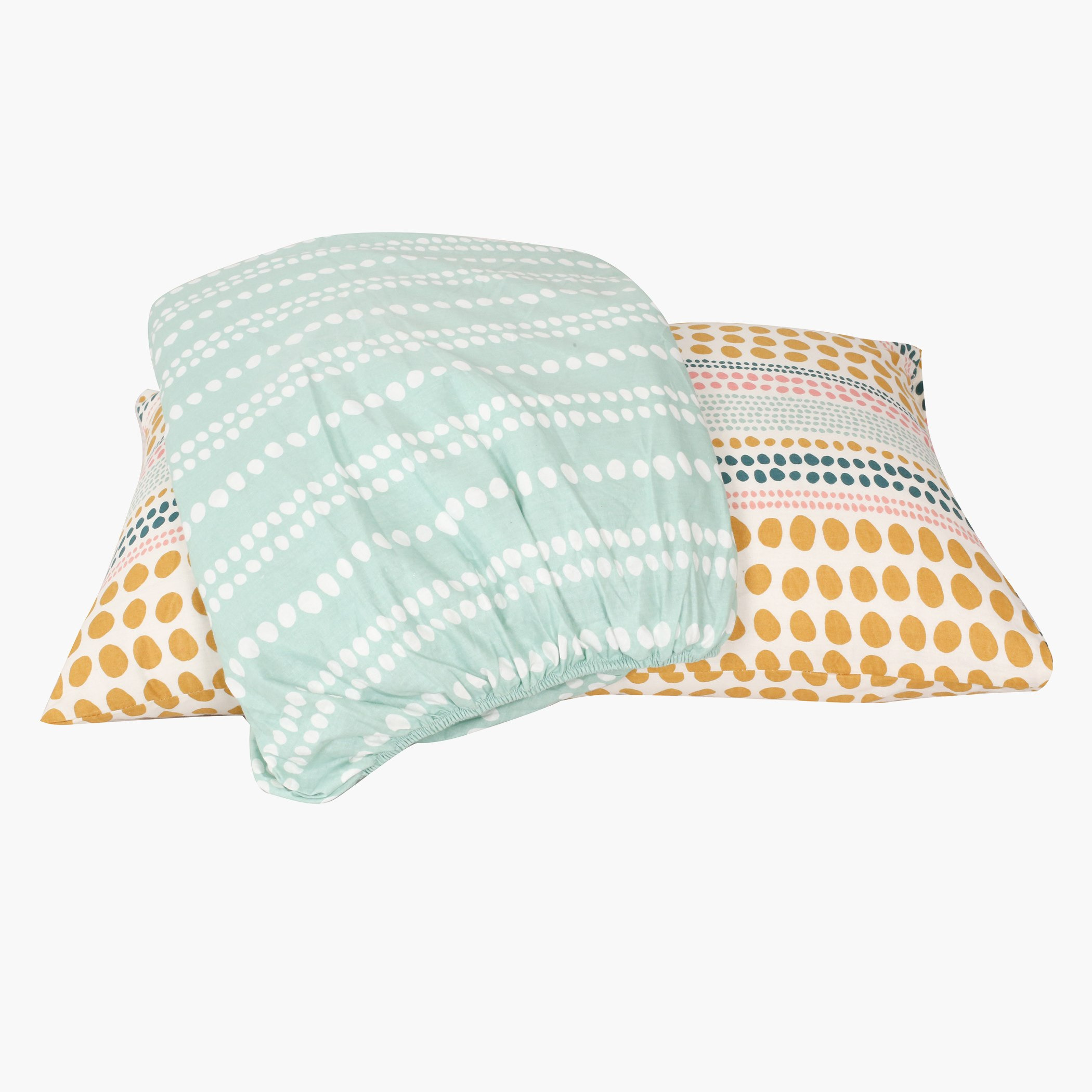 شرشف مطاطي قطني مزدوج بطبعات مخططة ومنقطة من ماديسون - 120x200+25 سم-hbxhomeware-hbxbedroom-image-2