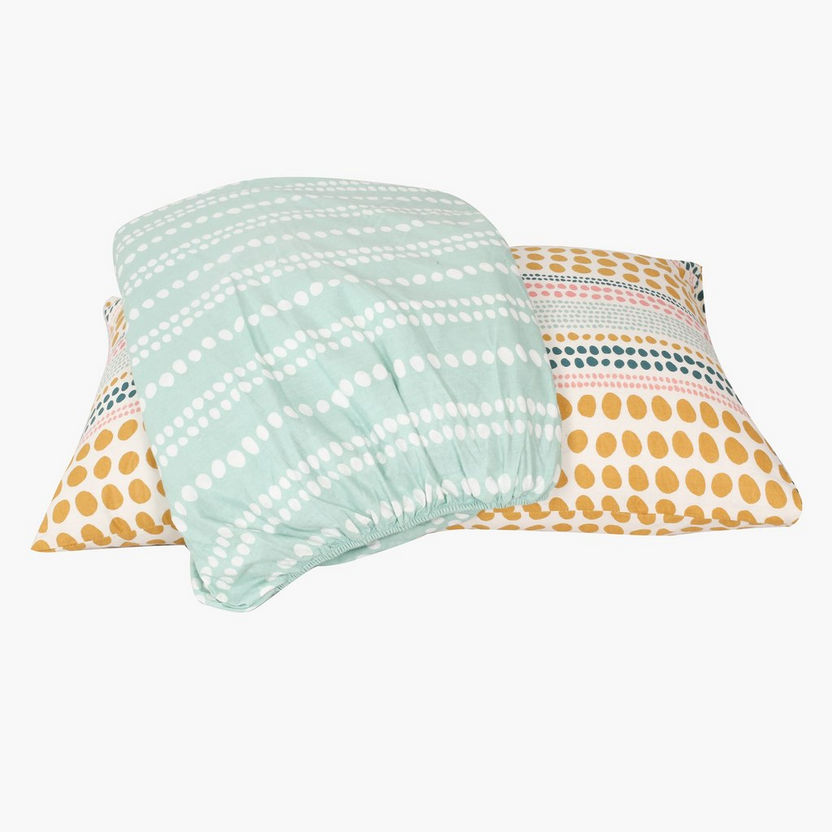 Madison Celtic Dotted Stripes Print Super King Cotton Fitted Sheet - 200x200+25 cm-Sheets and Pillow Covers-image-1