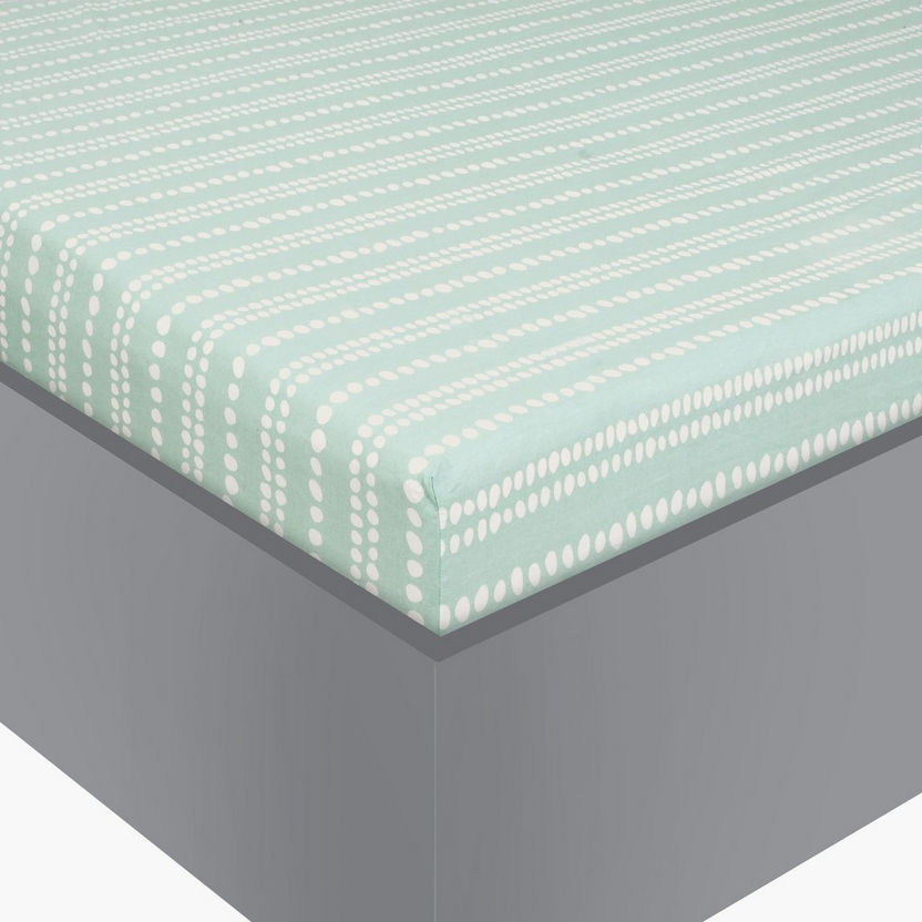 Madison Celtic Dotted Stripes Print Super King Cotton Fitted Sheet - 200x200+25 cm-Sheets and Pillow Covers-image-2