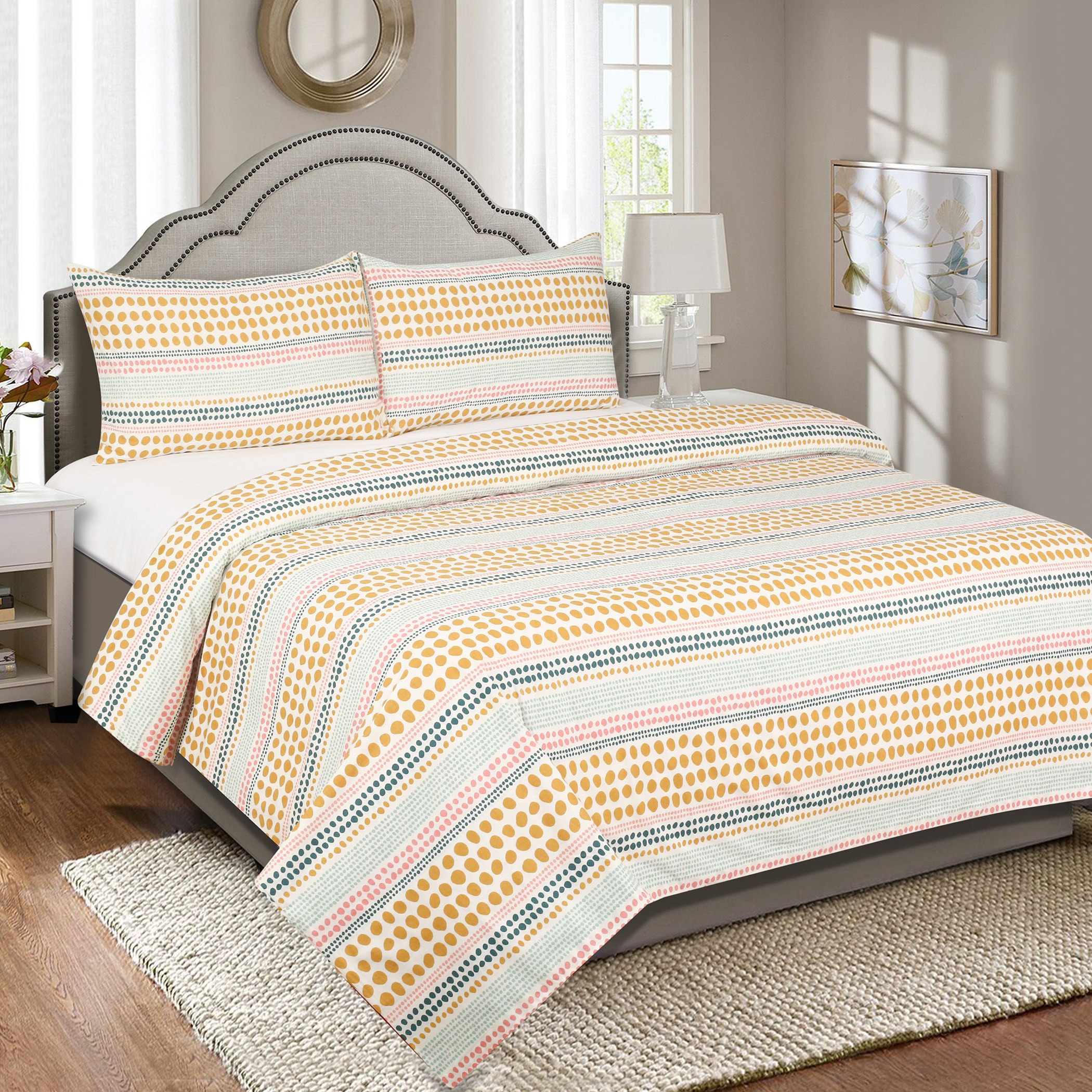 طقم غطاء لحاف قطني مزدوج 3 قطع بطبعات من ماديسون - 150x220 سم-hbxhomeware-hbxdecorandfurnishings-image-1