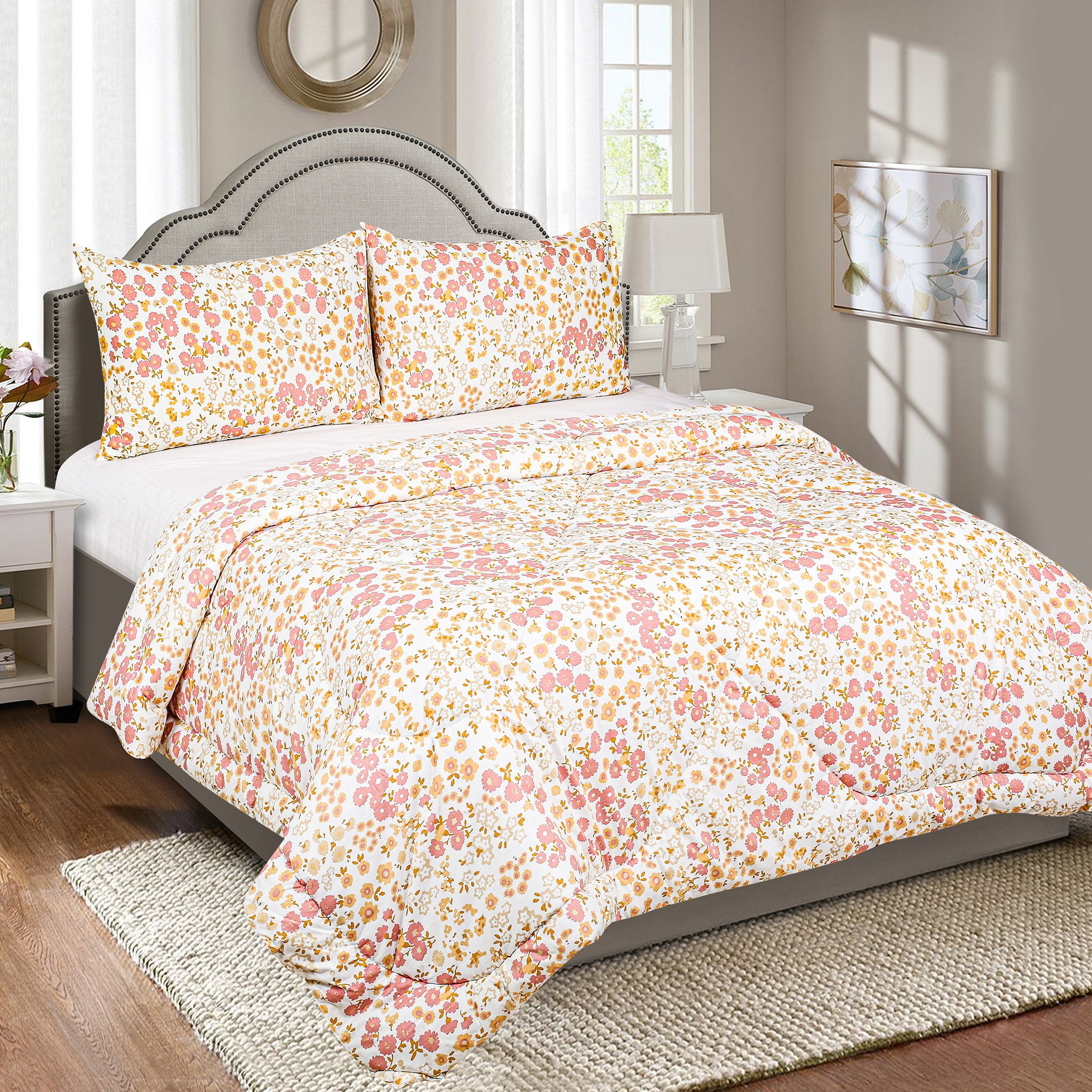 طقم لحاف كينج قطن 3 قطع بطبعات أزهار من ماديسون - 160x220 سم-hbxhomeware-hbxdecorandfurnishings-image-1