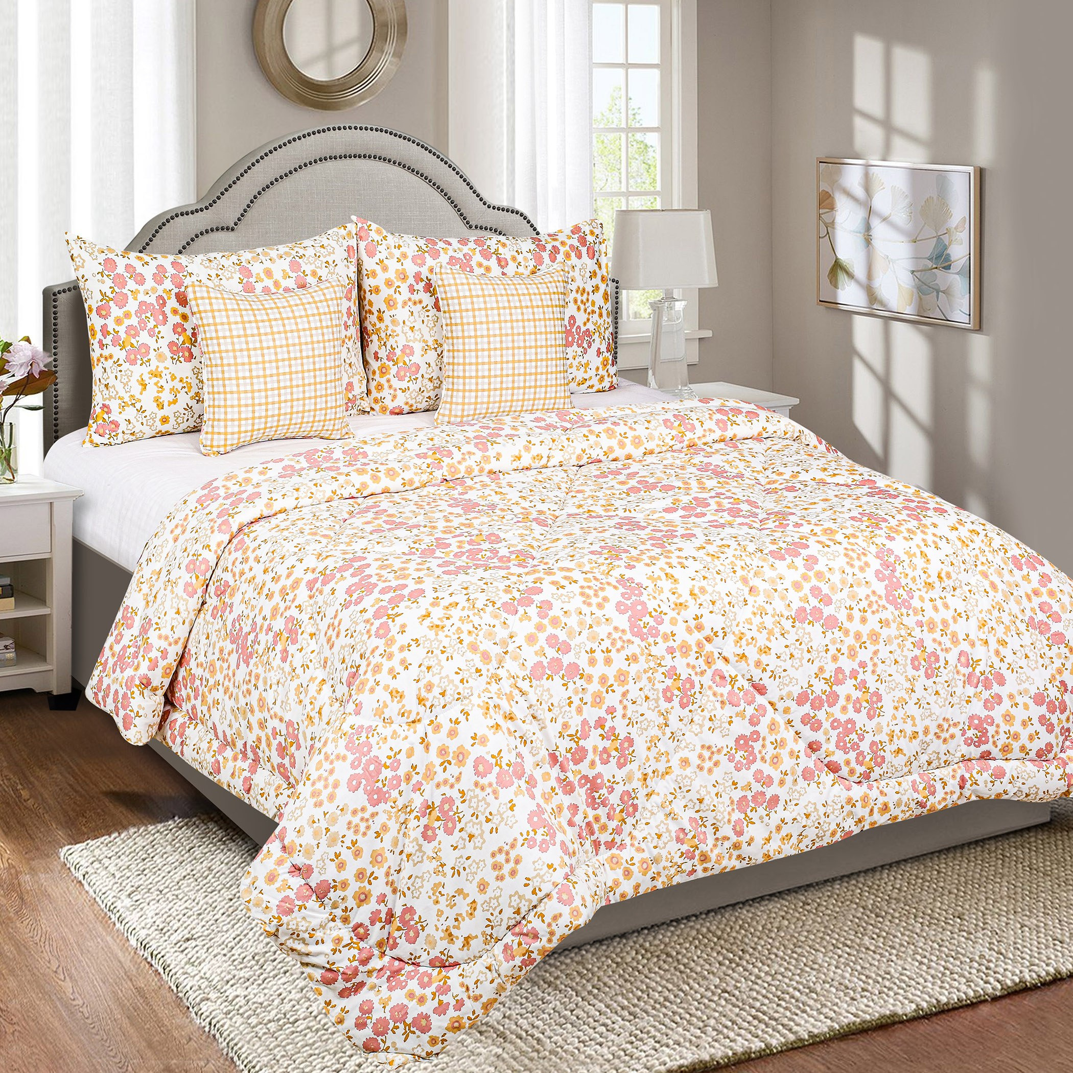 Madison Celtic Ditsy 5-Piece Floral Print Cotton Super King Comforter Set - 240x240 cm-hbxhomeware-hbxdecorandfurnishings-image-1