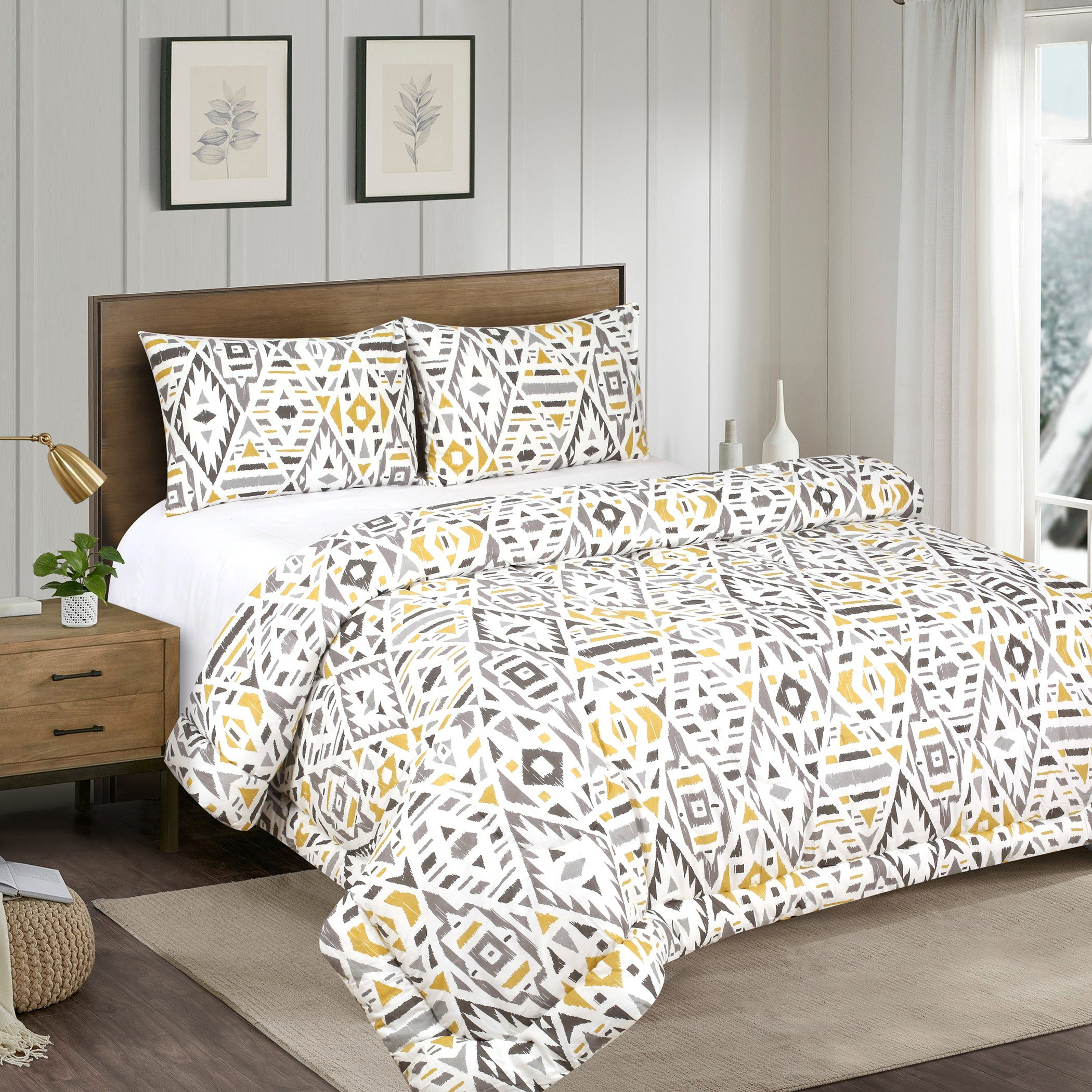 طقم لحاف مزدوج قطني بطبعات من 3 قطع من أورورا - 160x220 سم-hbxhomeware-hbxdecorandfurnishings-image-1