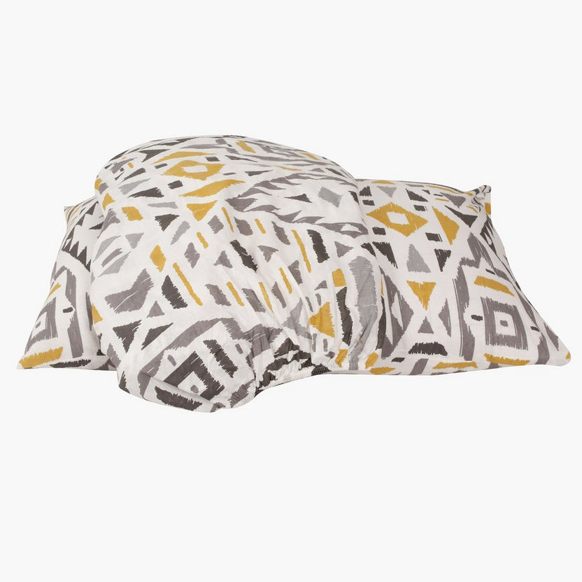 Aurora Aztec Gio Print Cotton Single Fitted Sheet - 90x200+25 cm-Sheets and Pillow Covers-image-1