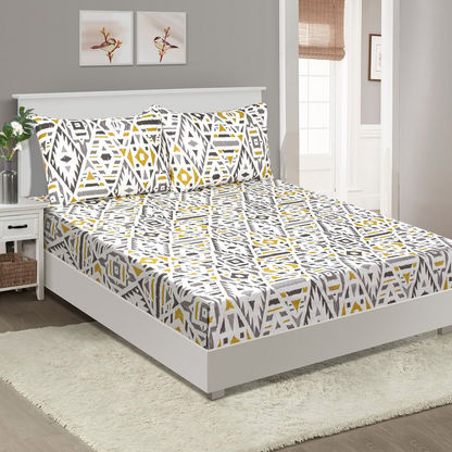 Aurora Aztec Gio Printed Cotton Twin Fitted Sheet - 120x200+25 cms