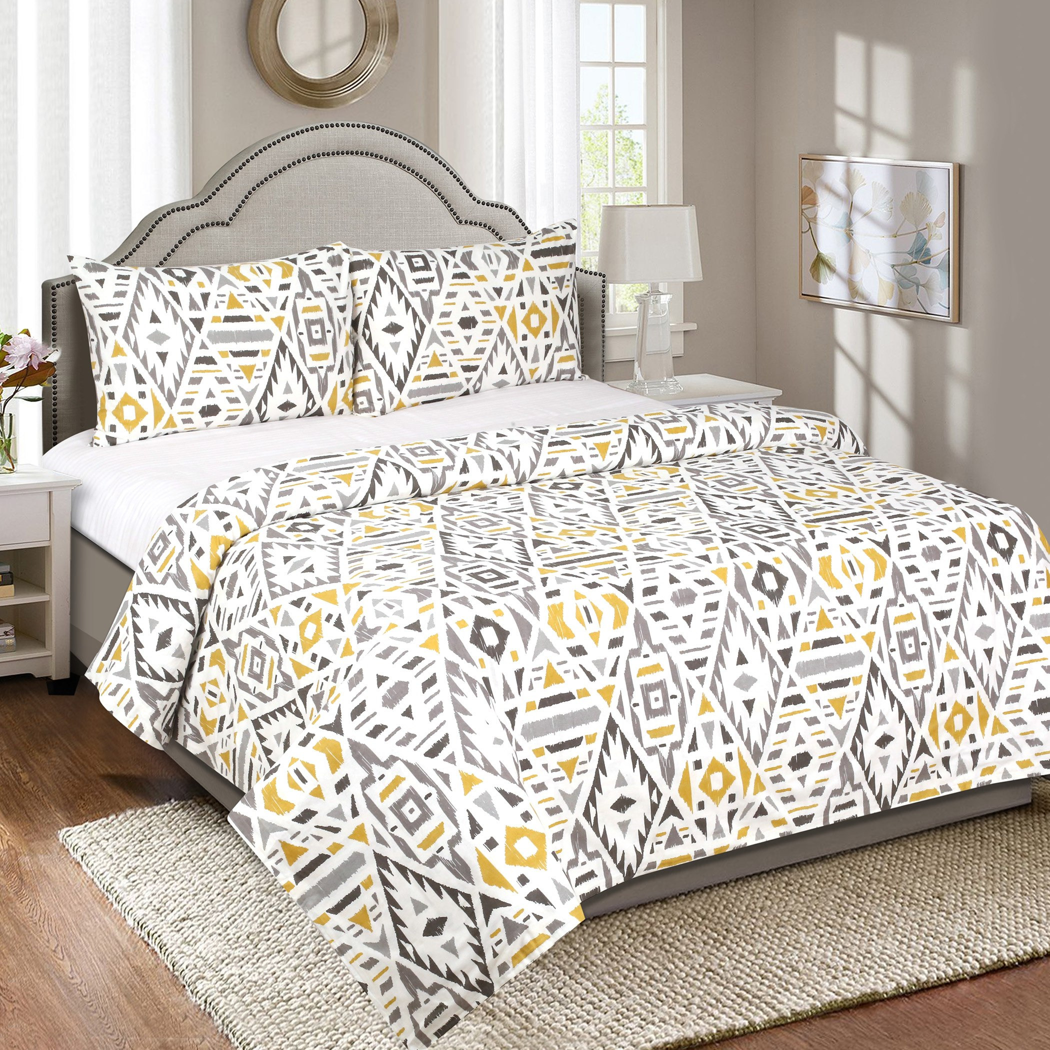 طقم غطاء لحاف قطني مزدوج بطبعات أزتيك جيو - 3 قطع من أورورا - 220x150 سم-hbxhomeware-hbxdecorandfurnishings-image-3