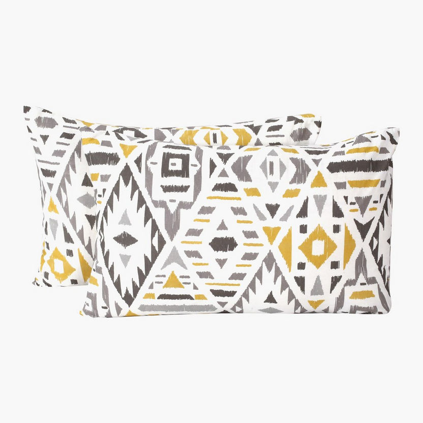 Aurora 2-Piece Aztec Gio Print Cotton Pillow Cover Set - 50x75 cm-Sheets and Pillow Covers-image-0