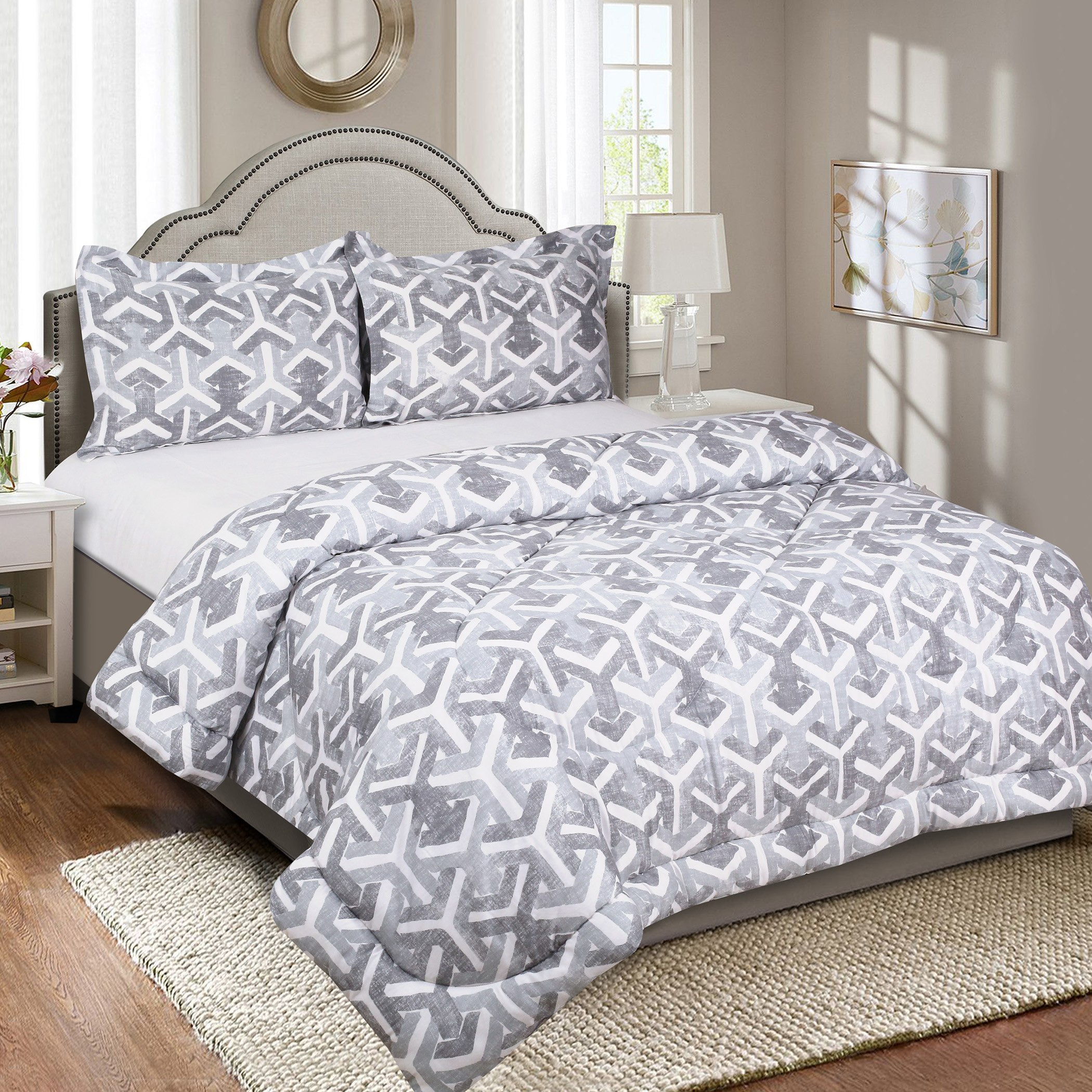 طقم لحاف قطن مزدوج بطبعات 3 قطع من هيوستن - 220x160 سم-hbxhomeware-hbxdecorandfurnishings-image-1