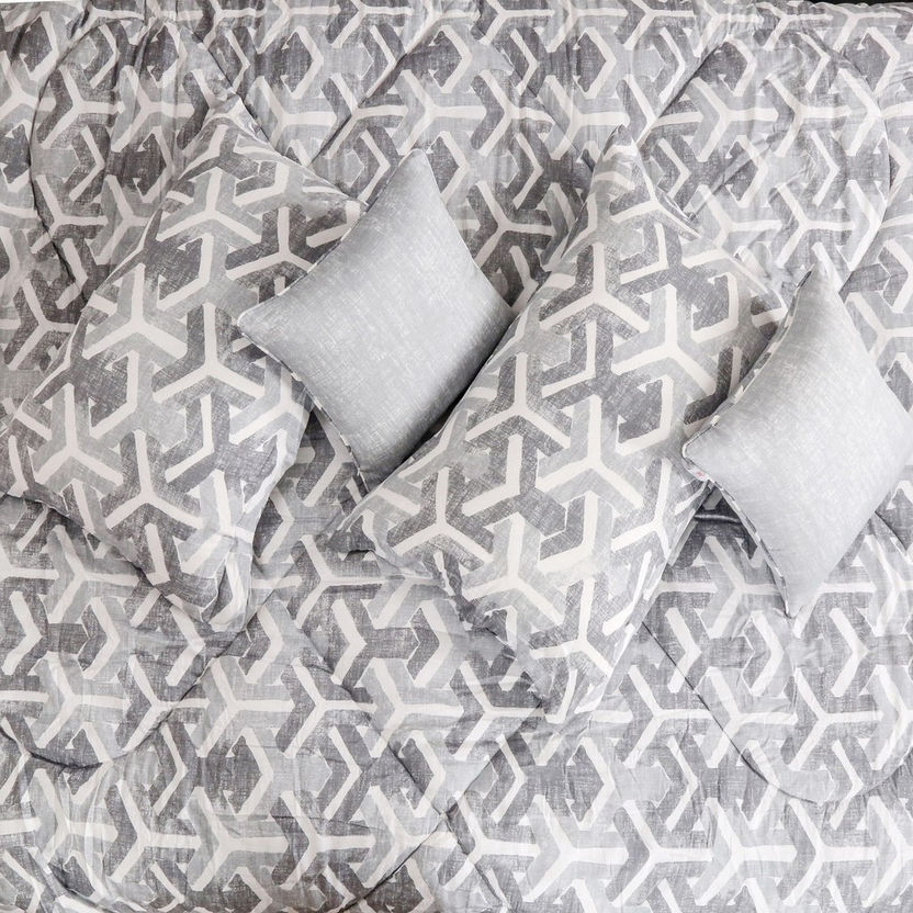 Houston Noire 5-Piece Distressed Gio Print Cotton King Comforter Set - 220x240 cm-Comforter Sets-image-1