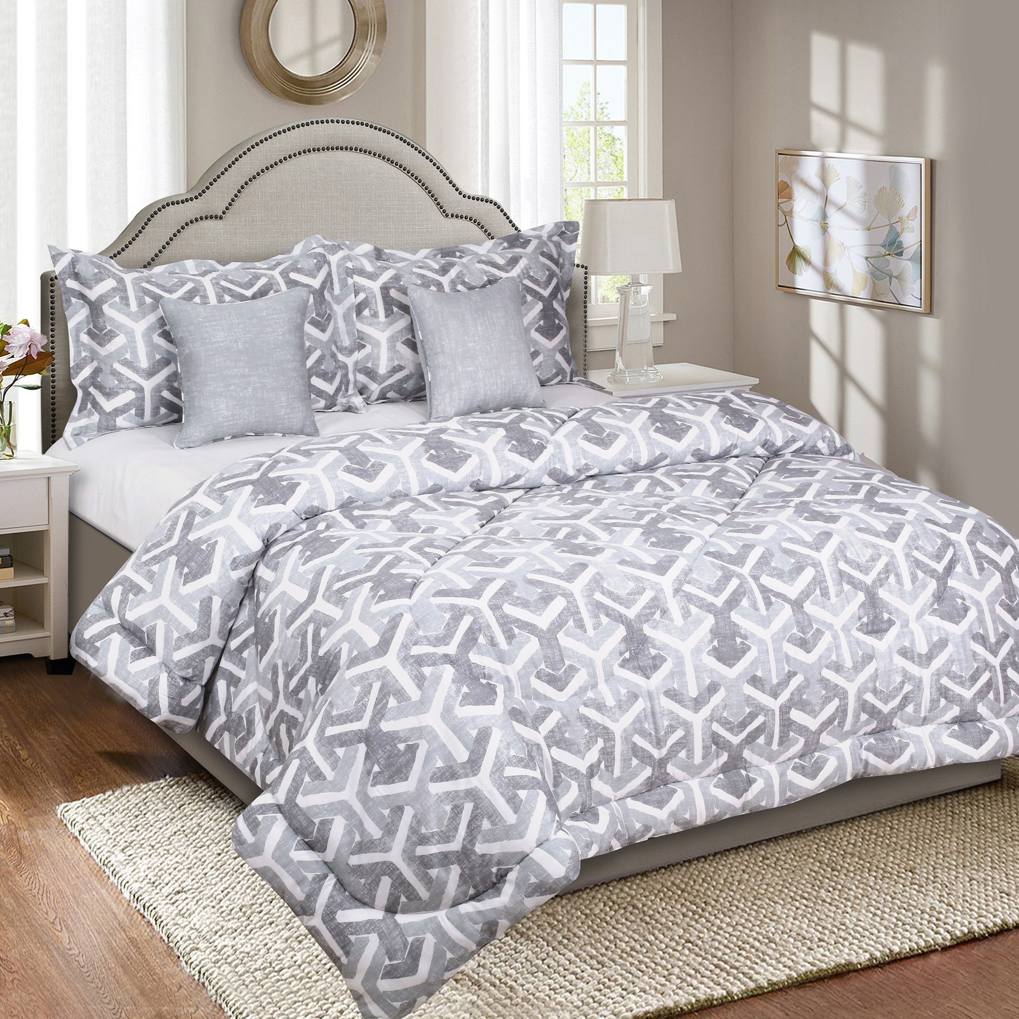 طقم لحاف كينج قطن كينج بطبعات 5 قطع من هيوستن - 220x240 سم-hbxhomeware-hbxdecorandfurnishings-image-1
