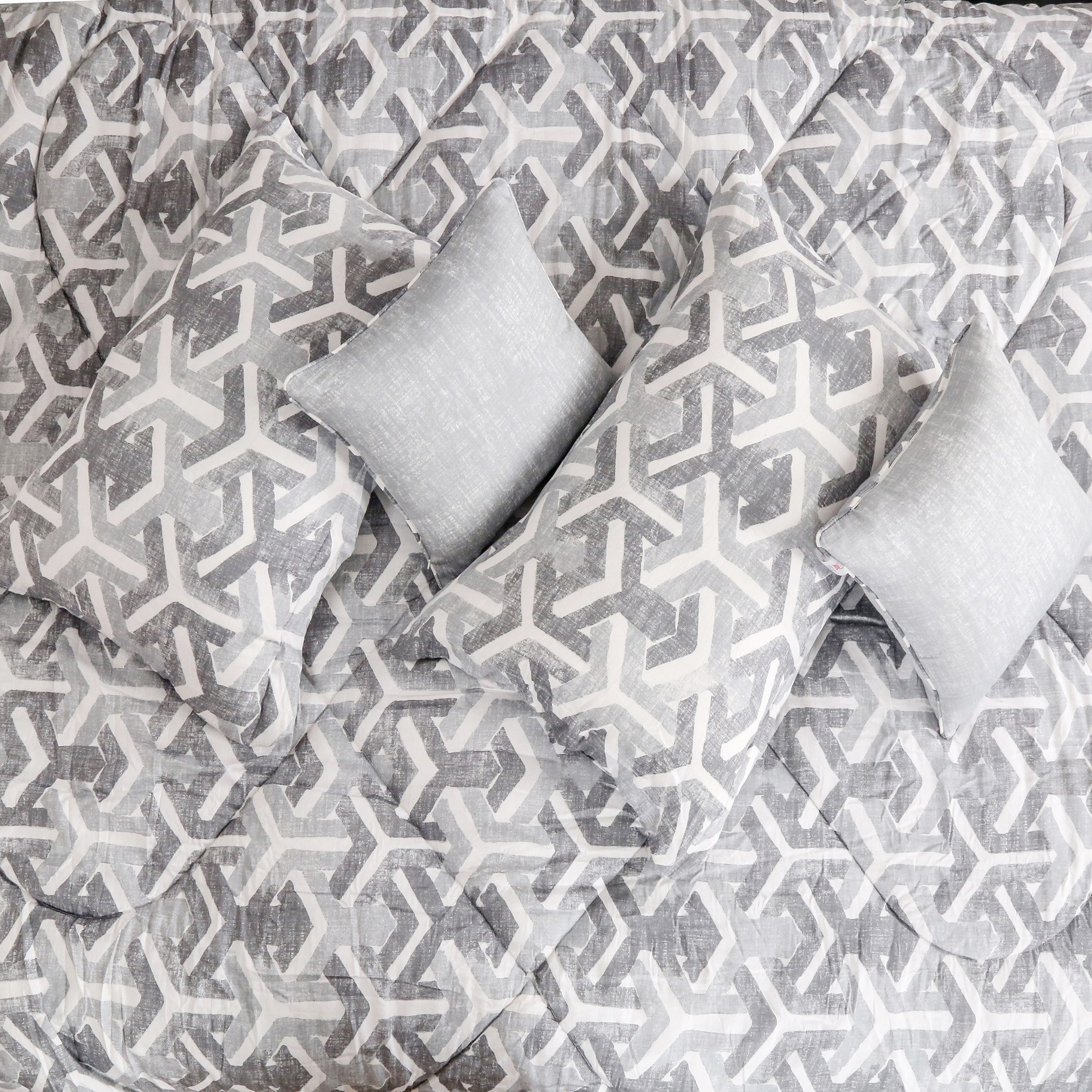 Houston Noire 5-Piece Distressed Gio Print Cotton Super King Comforter Set - 240x240 cm-hbxhomeware-hbxdecorandfurnishings-image-2