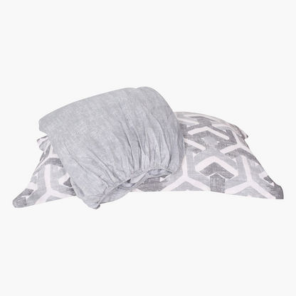 Houston Noire Distressed Gio Print Twin Cotton Fitted Sheet - 120x200+25 cms
