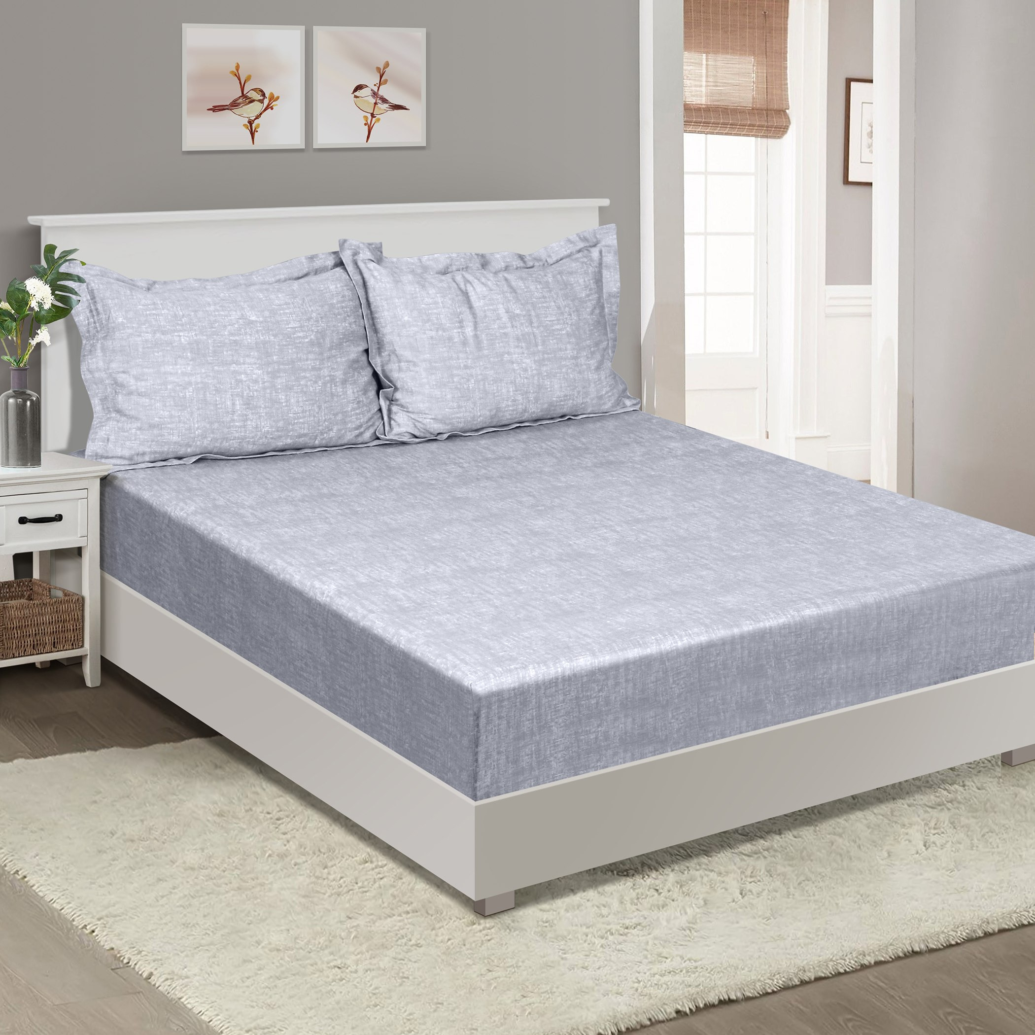 شرشف مطاطي سوبر كينج قطن بطبعات من هيوستن نوير - 200x200+25 سم-hbxhomeware-hbxbedroom-image-1