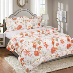 Houston Sylvan 3-Piece Painted Floral Printed Cotton Twin Comforter Set - 160x220 cms