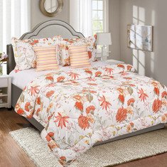 Houston Sylvan 5-Piece Painted Floral Printed Cotton Super King Comforter Set - 240x240 cm