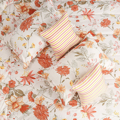 Houston Sylvan 5-Piece Painted Floral Printed Cotton Super King Comforter Set - 240x240 cms