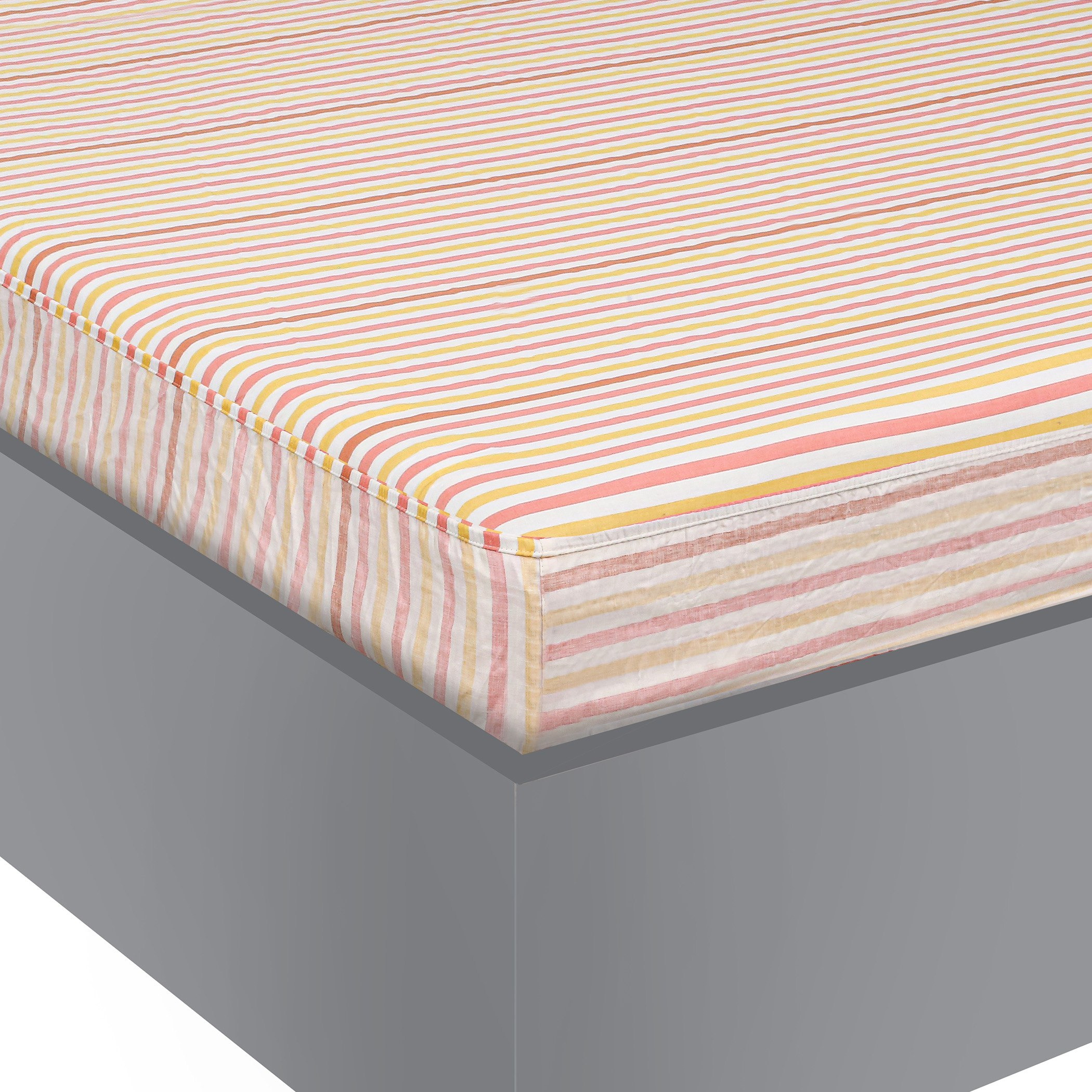 شرشف مطّاطي مزدوج قطن مخطط من هاوستن - 120x200+25 سم-hbxhomeware-hbxbedroom-image-4