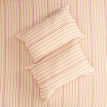 Houston Sylvan Striped Cotton Queen Fitted Sheet - 50x200+25 cms