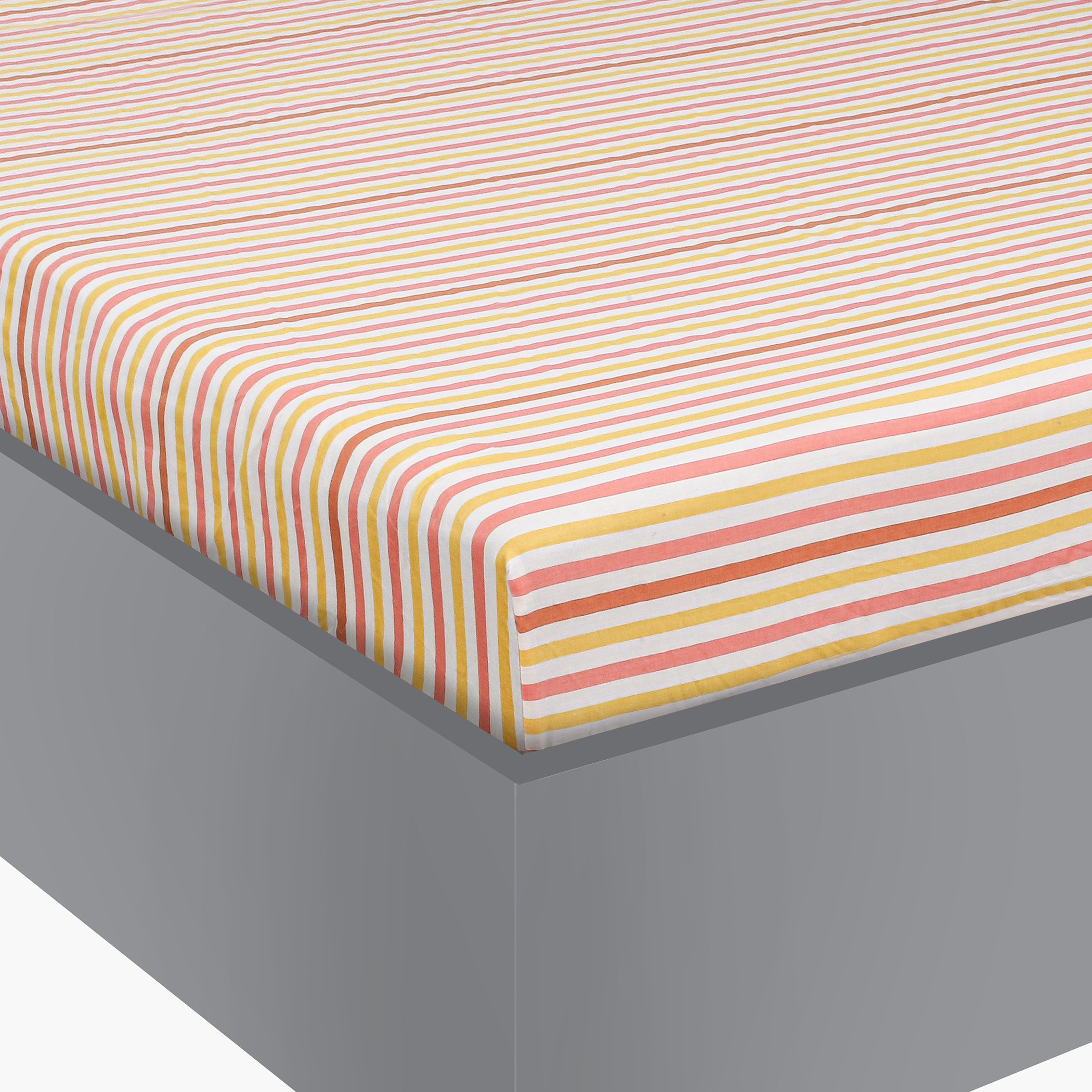 شرشف مطّاطي كوين قطن مخطط من هاوستن - 50x200+25 سم-hbxhomeware-bedding-fittedsheets-image-3