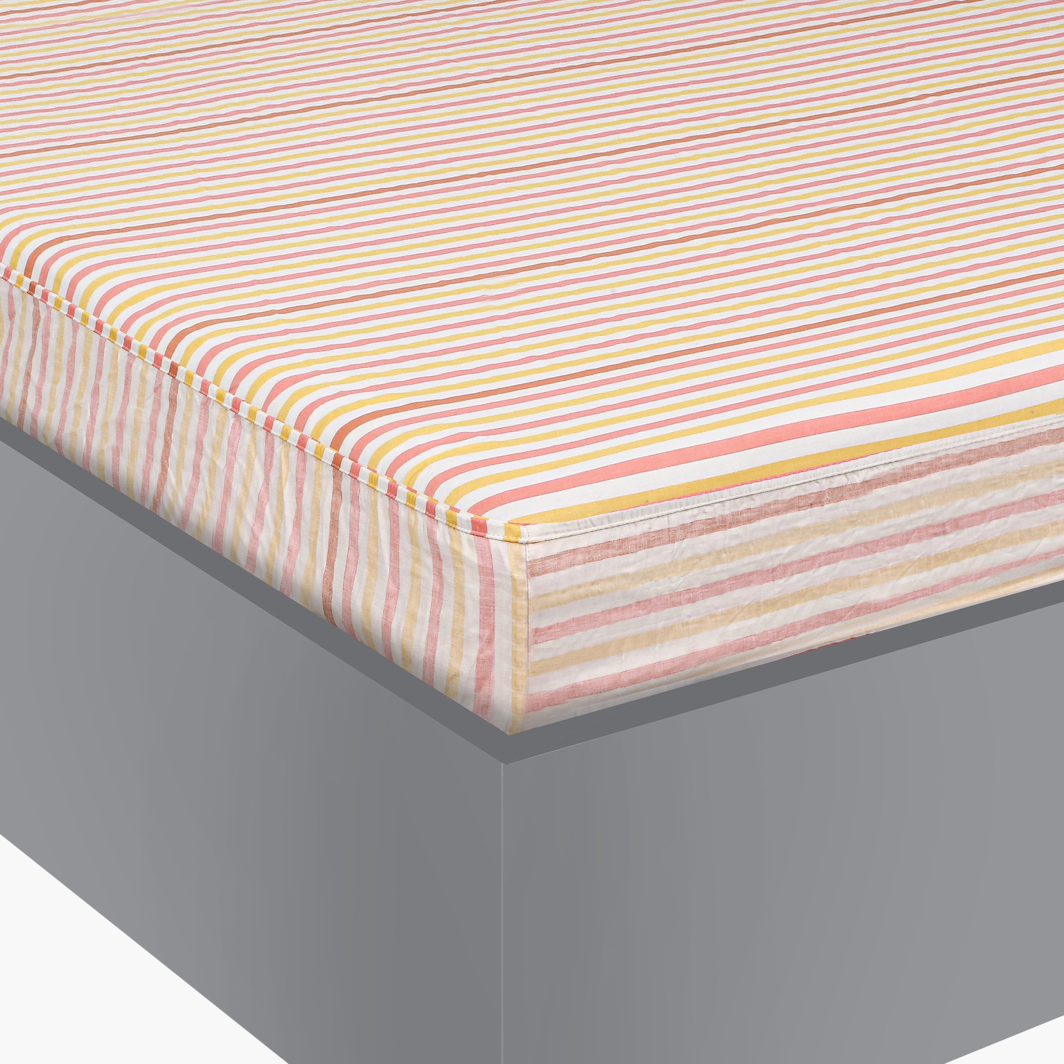 شرشف مطّاطي كوين قطن مخطط من هاوستن - 50x200+25 سم-hbxhomeware-bedding-fittedsheets-image-4