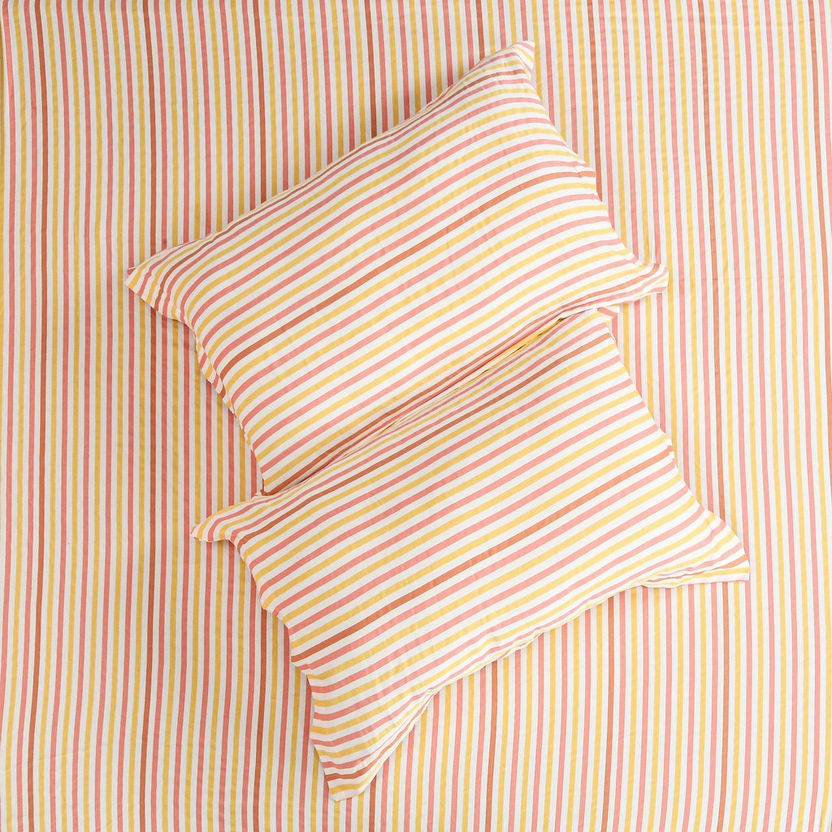 Houston Sylvan Striped Cotton Super King Fitted Sheet - 200x200+25 cm-Sheets and Pillow Covers-image-1