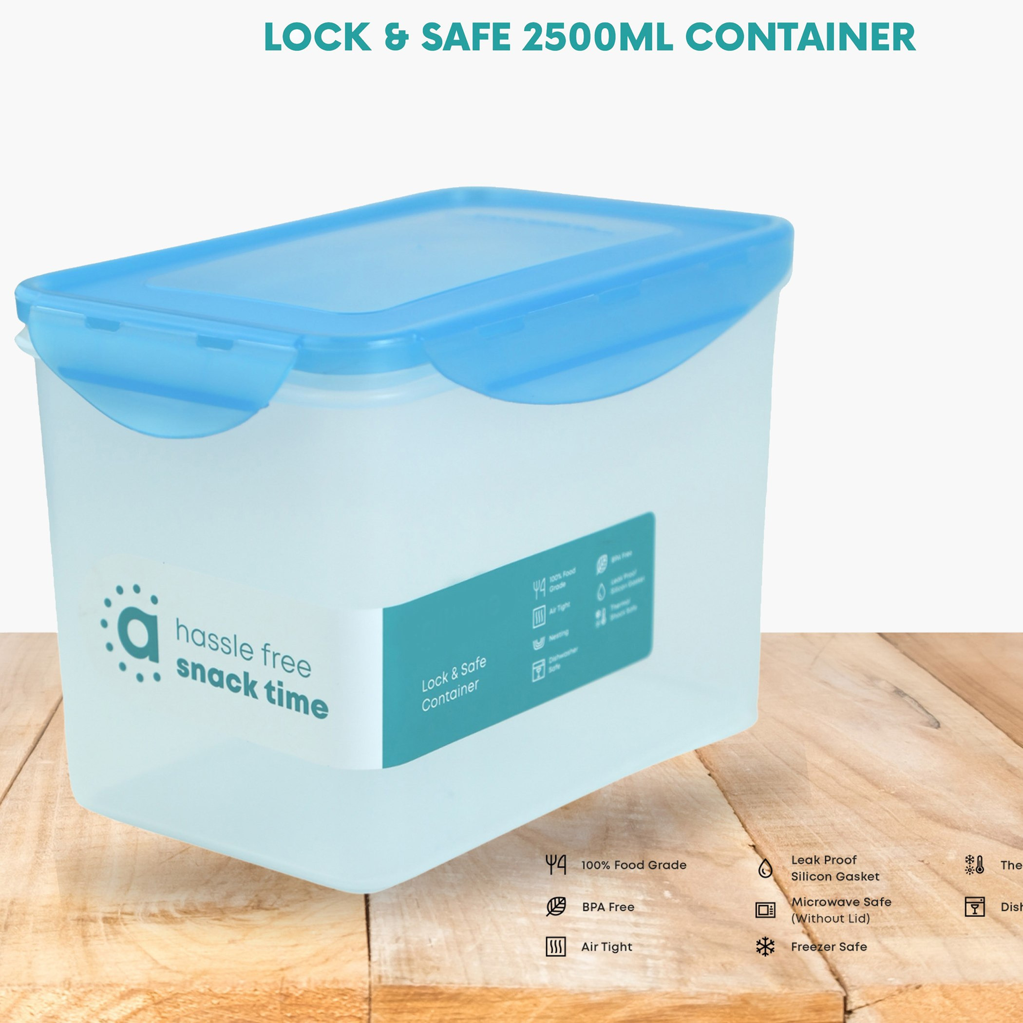 Accord Lock and Safe 2.5 L Airtight Container - 18x11.5x14.5 cm-hbxhomeware-hbxkitchen-image-1