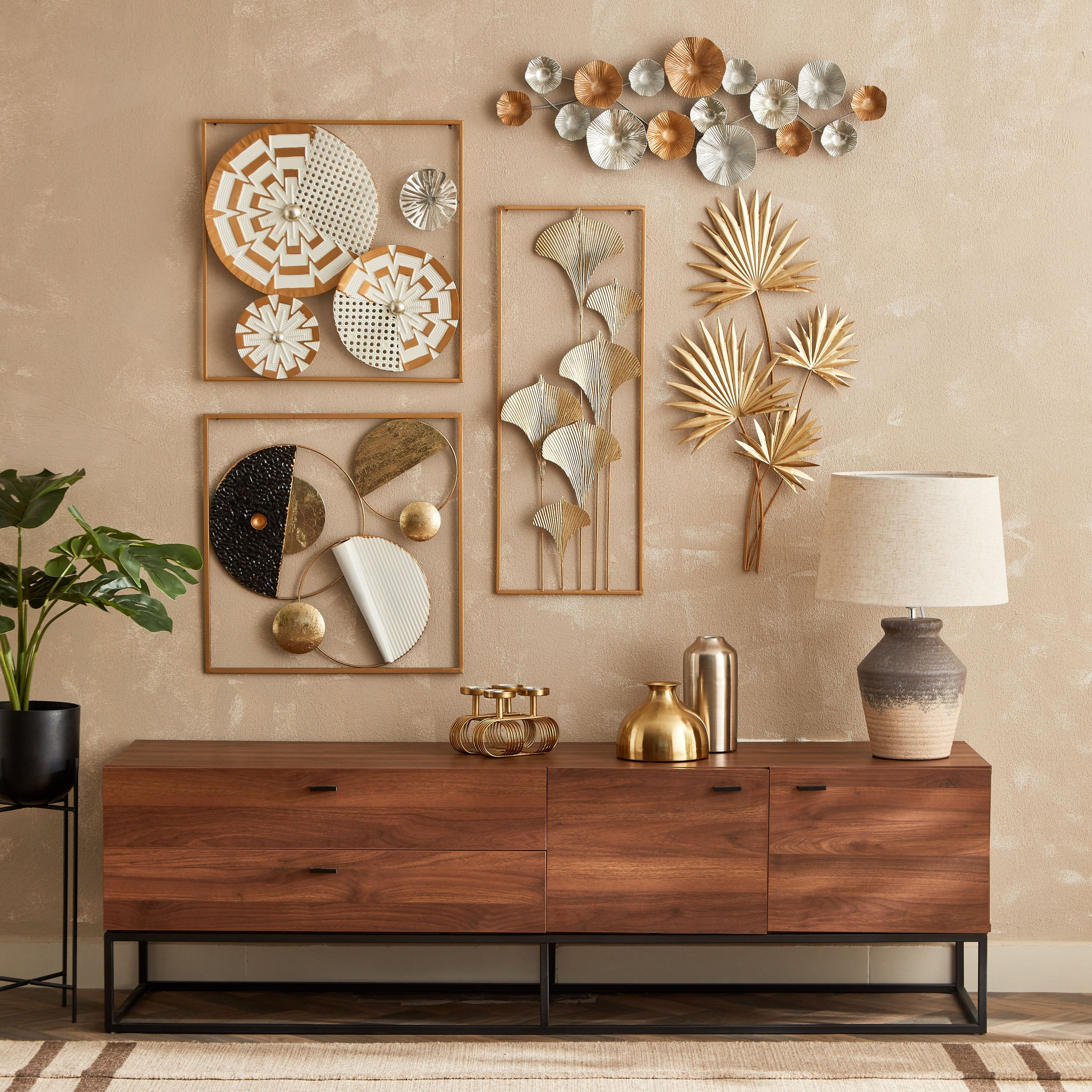 زينة حائط معدن مستديرة من بيرسي - 50x5x50 سم-hbxlivingroom-walldecor-wallart-image-5