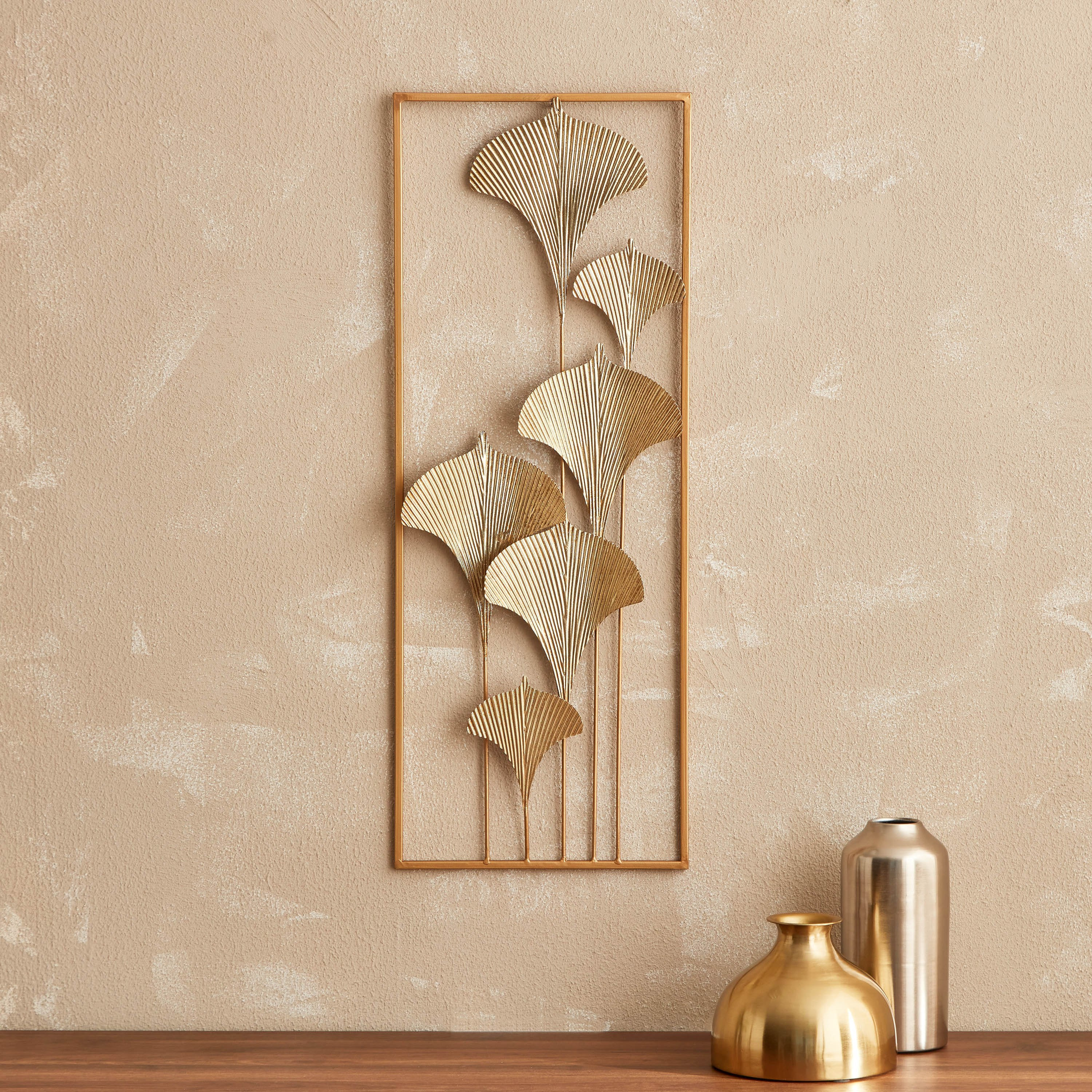 زينة حائط معدن بتصميم أوراق شجر مجمعة من بيرسي - 29x5x74 سم-hbxlivingroom-walldecor-wallart-image-1